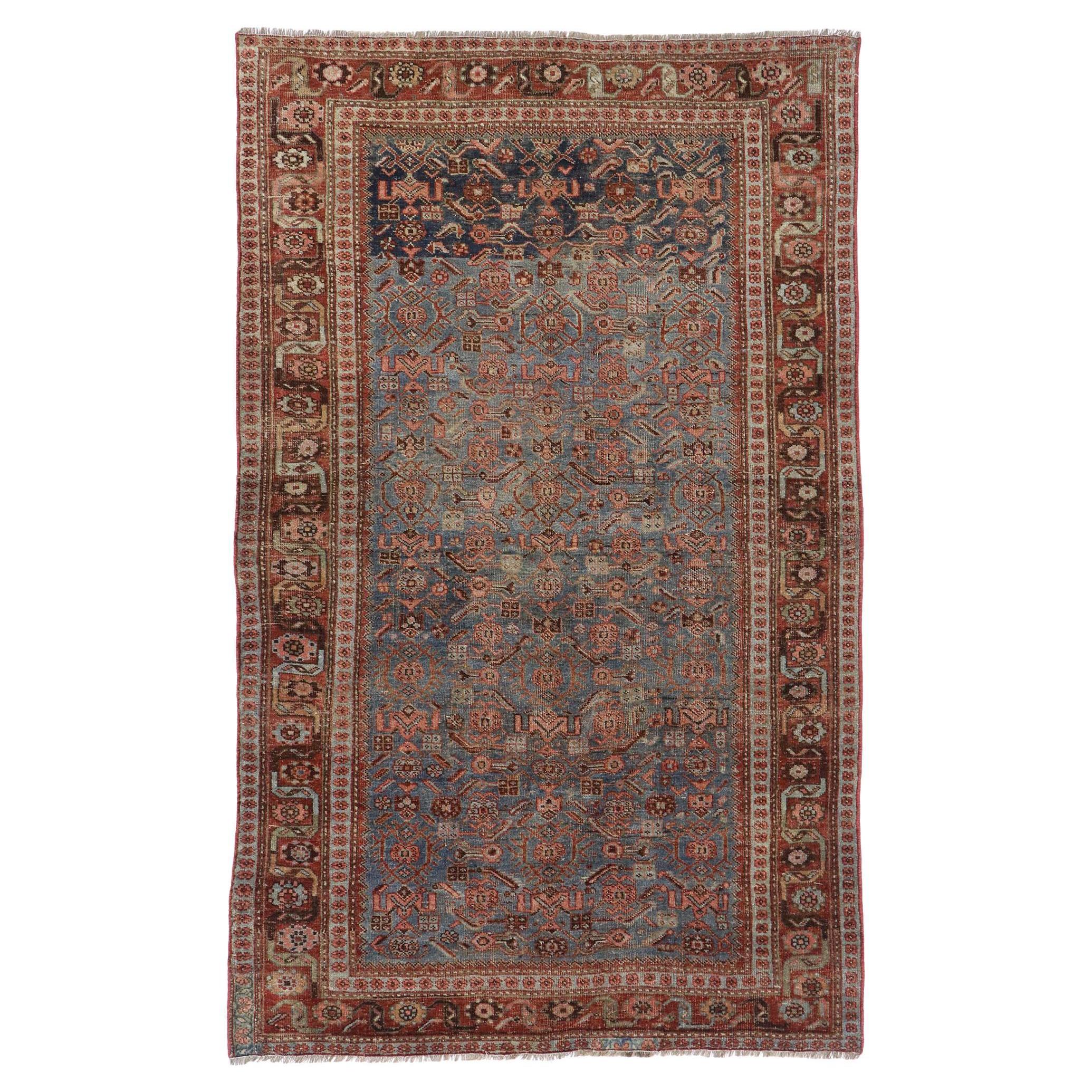Antique Persian Bijar Rug with Modern Style For Sale