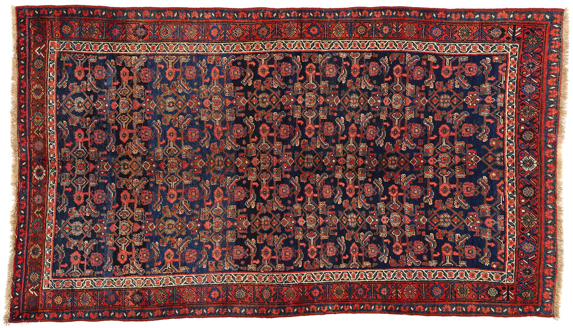 Antique Navy Blue Persian Bijar Carpet, Bidjar Iron Rugs of Iran For Sale 3