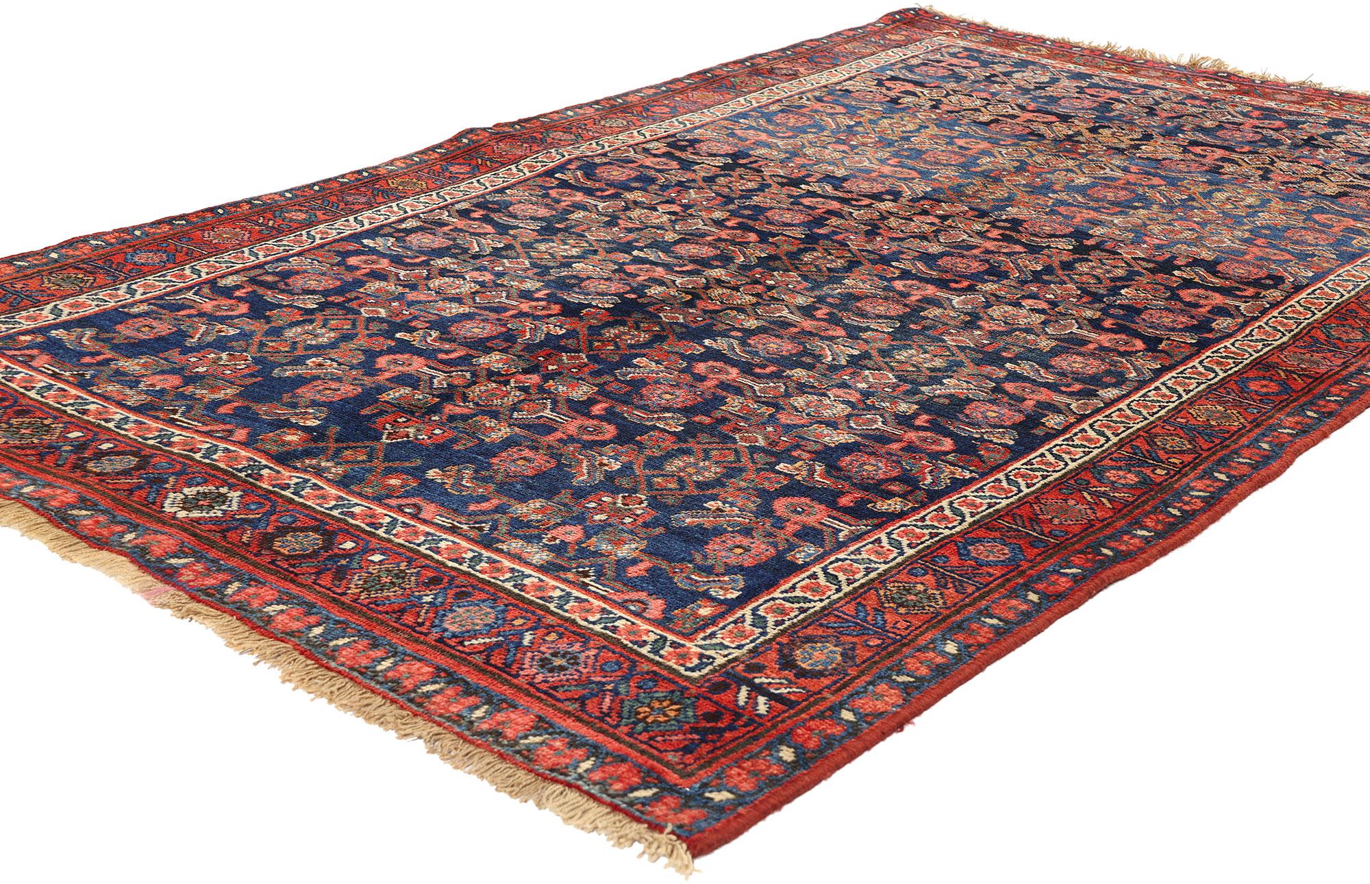 60891 Antique Navy Blue Persian Bijar Rug, 04'02 x 07'03. Persian Bijar rugs, often referred to as the 