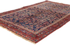 Antique Navy Blue Persian Bijar Carpet, Bidjar Iron Rugs of Iran