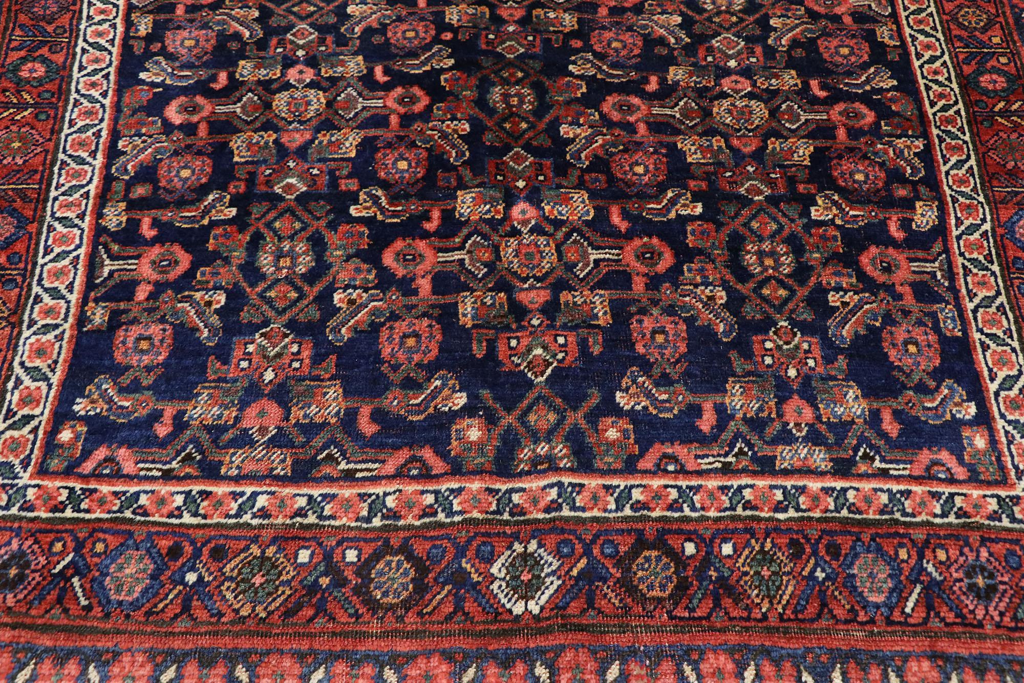 Hand-Knotted Antique Persian Bijar Rug with Victorian Style For Sale