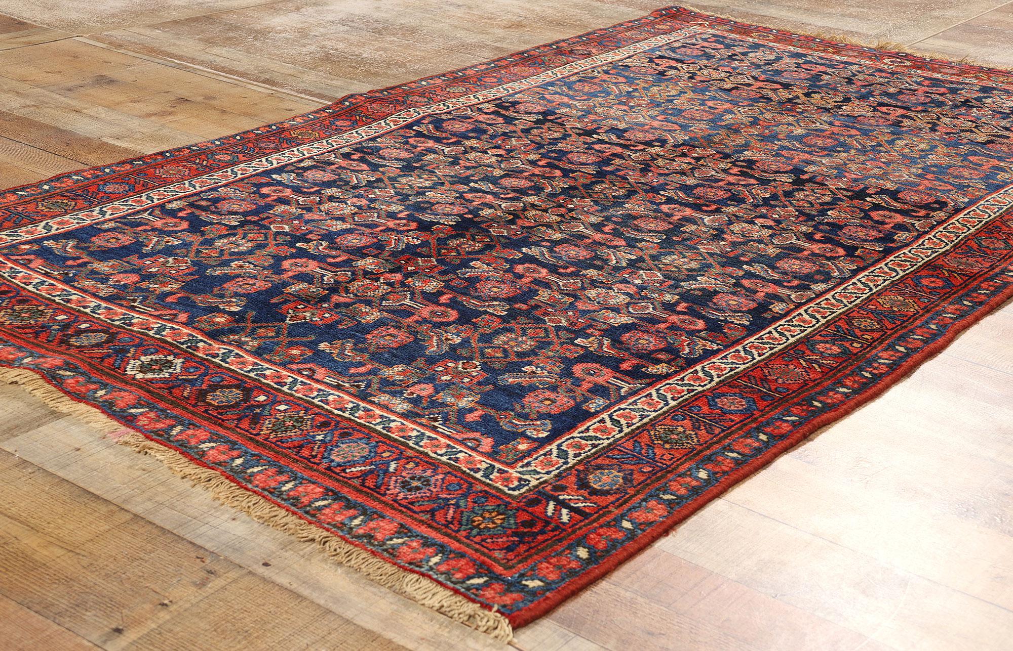 Wool Antique Navy Blue Persian Bijar Carpet, Bidjar Iron Rugs of Iran For Sale