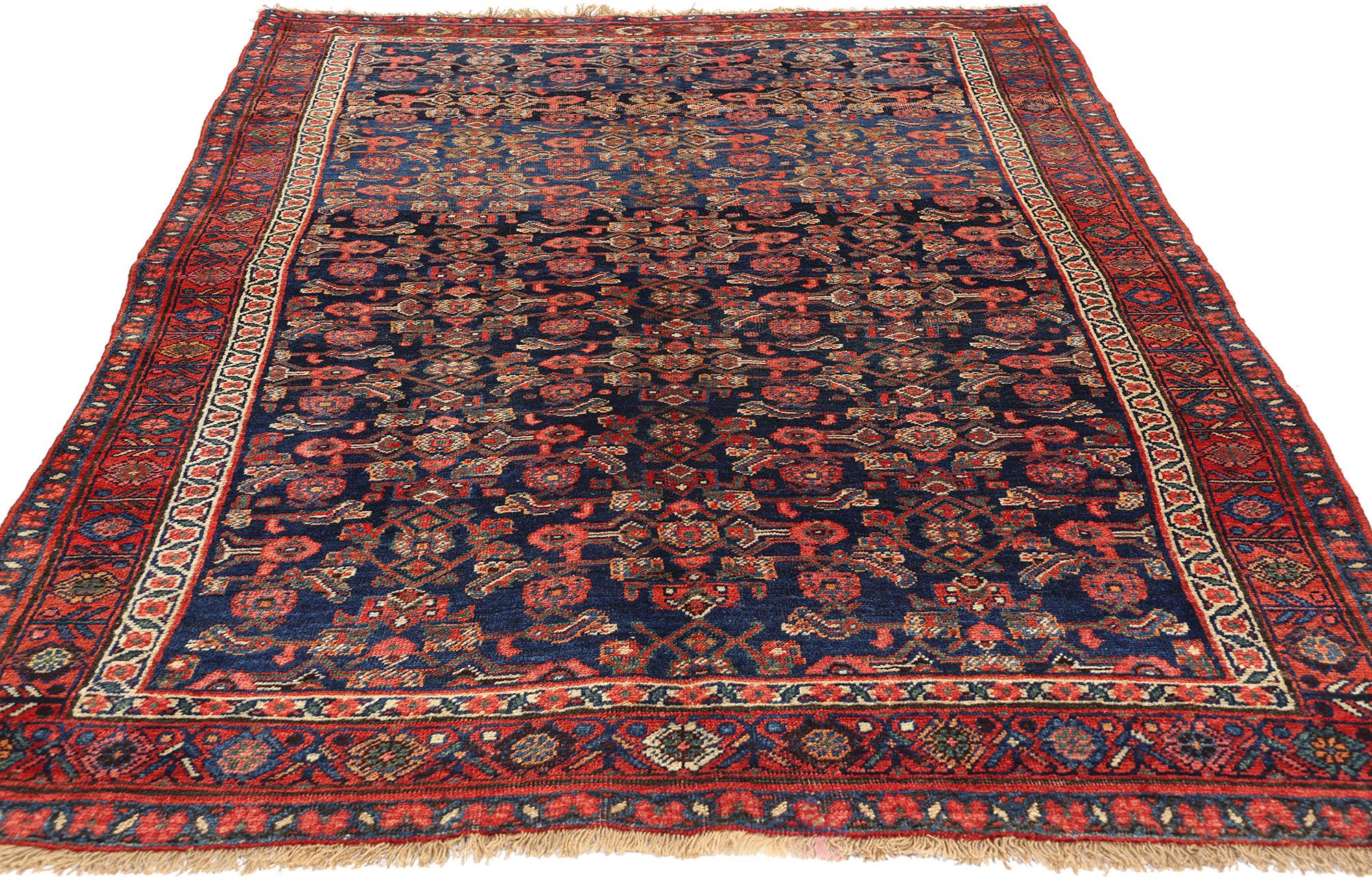 Tabriz Antique Navy Blue Persian Bijar Carpet, Bidjar Iron Rugs of Iran For Sale