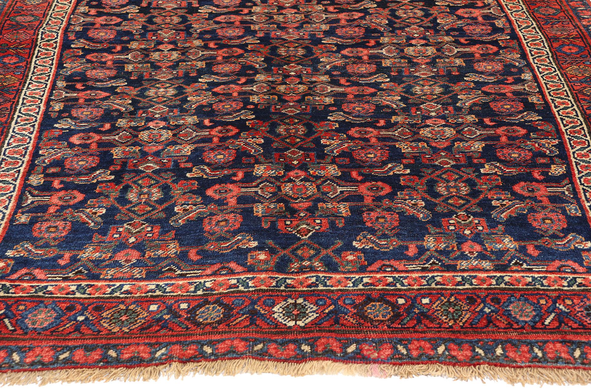 Hand-Knotted Antique Navy Blue Persian Bijar Carpet, Bidjar Iron Rugs of Iran For Sale