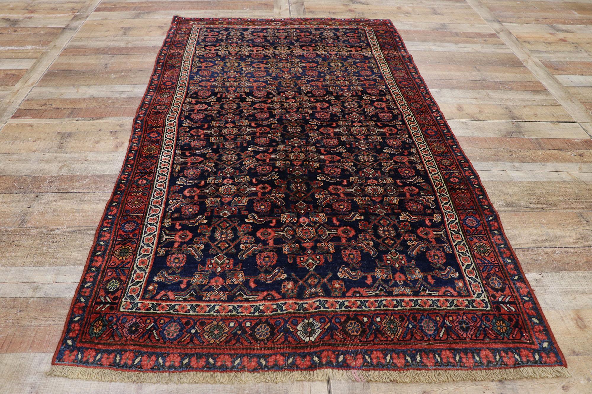 Wool Antique Persian Bijar Rug with Victorian Style For Sale