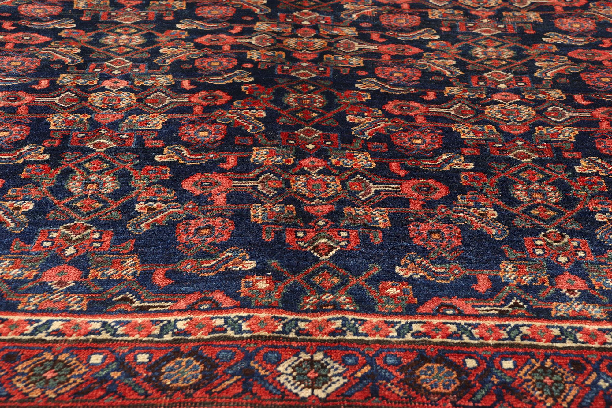 Antique Navy Blue Persian Bijar Carpet, Bidjar Iron Rugs of Iran In Good Condition For Sale In Dallas, TX