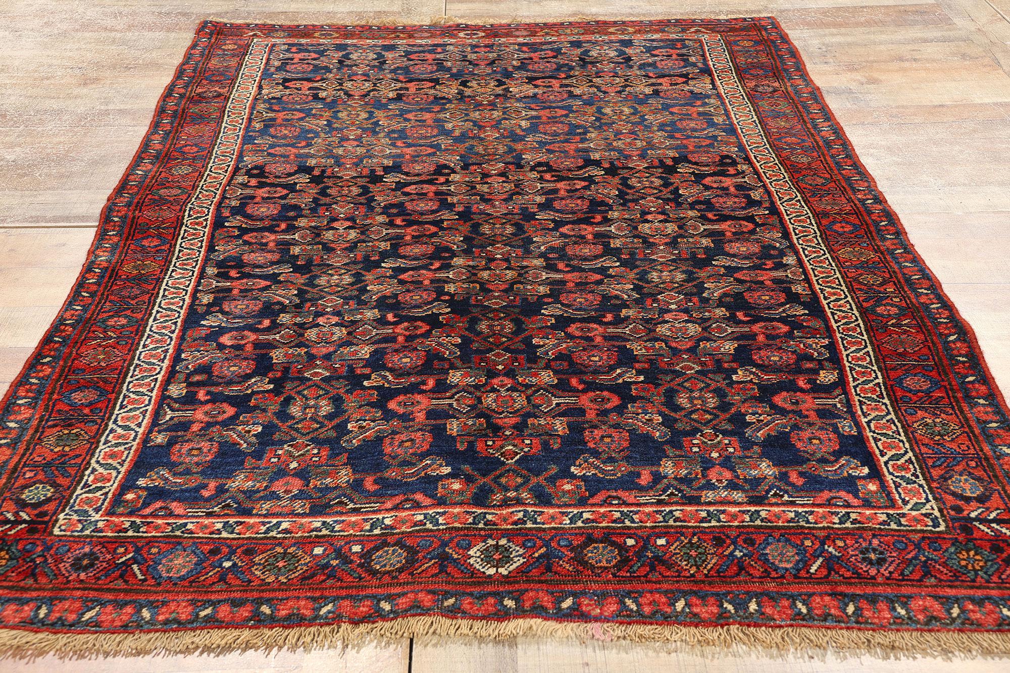 Antique Navy Blue Persian Bijar Carpet, Bidjar Iron Rugs of Iran For Sale 1