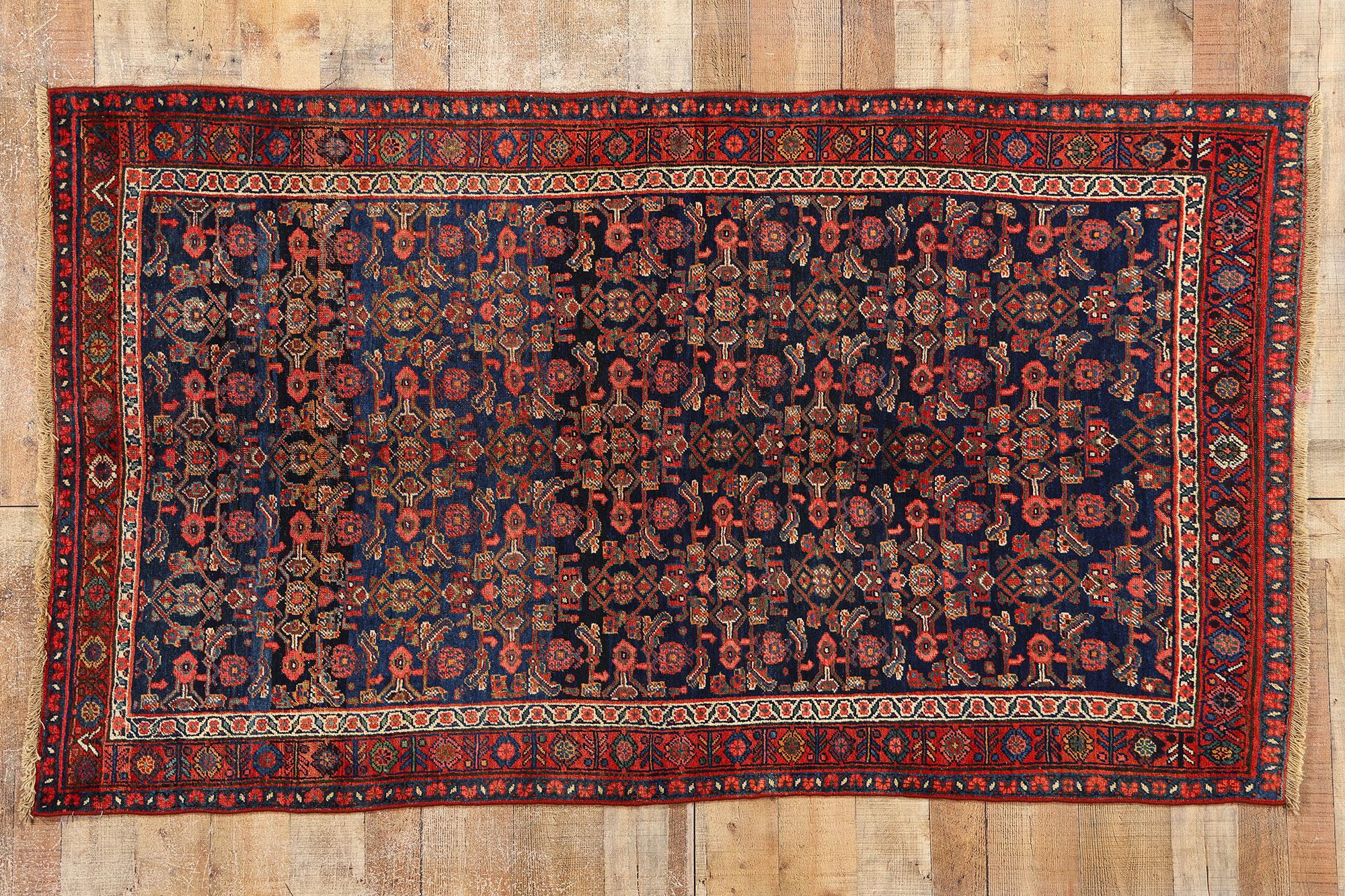 Antique Navy Blue Persian Bijar Carpet, Bidjar Iron Rugs of Iran For Sale 2