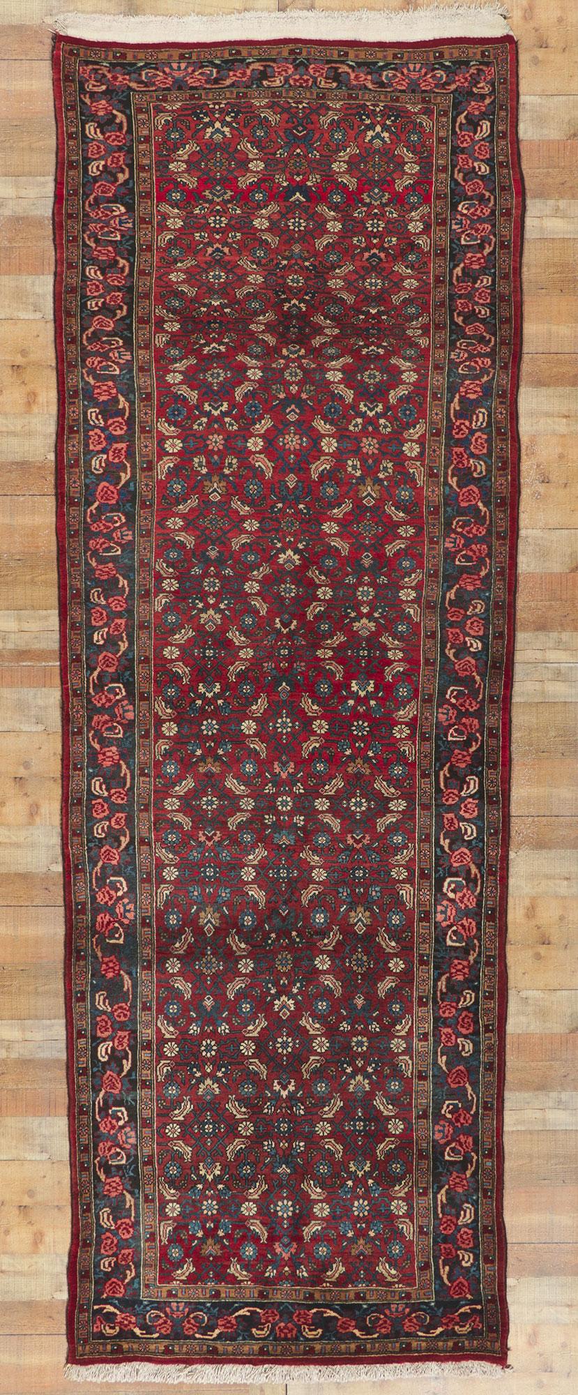 Hand-Knotted Antique Persian Bijar Runner For Sale