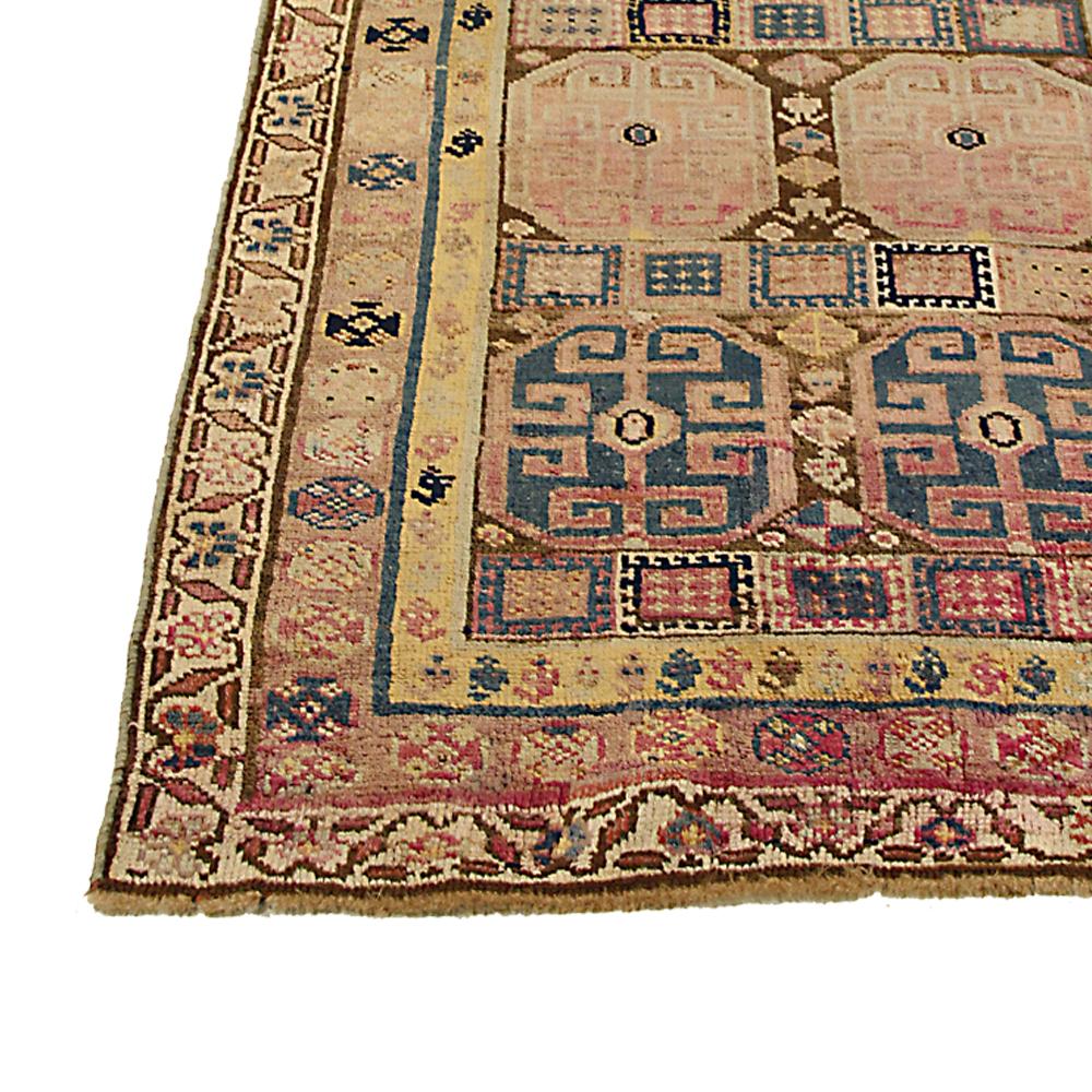 Hand-Woven Antique Persian Bijar Runner Rug with Colored Medallion Details For Sale