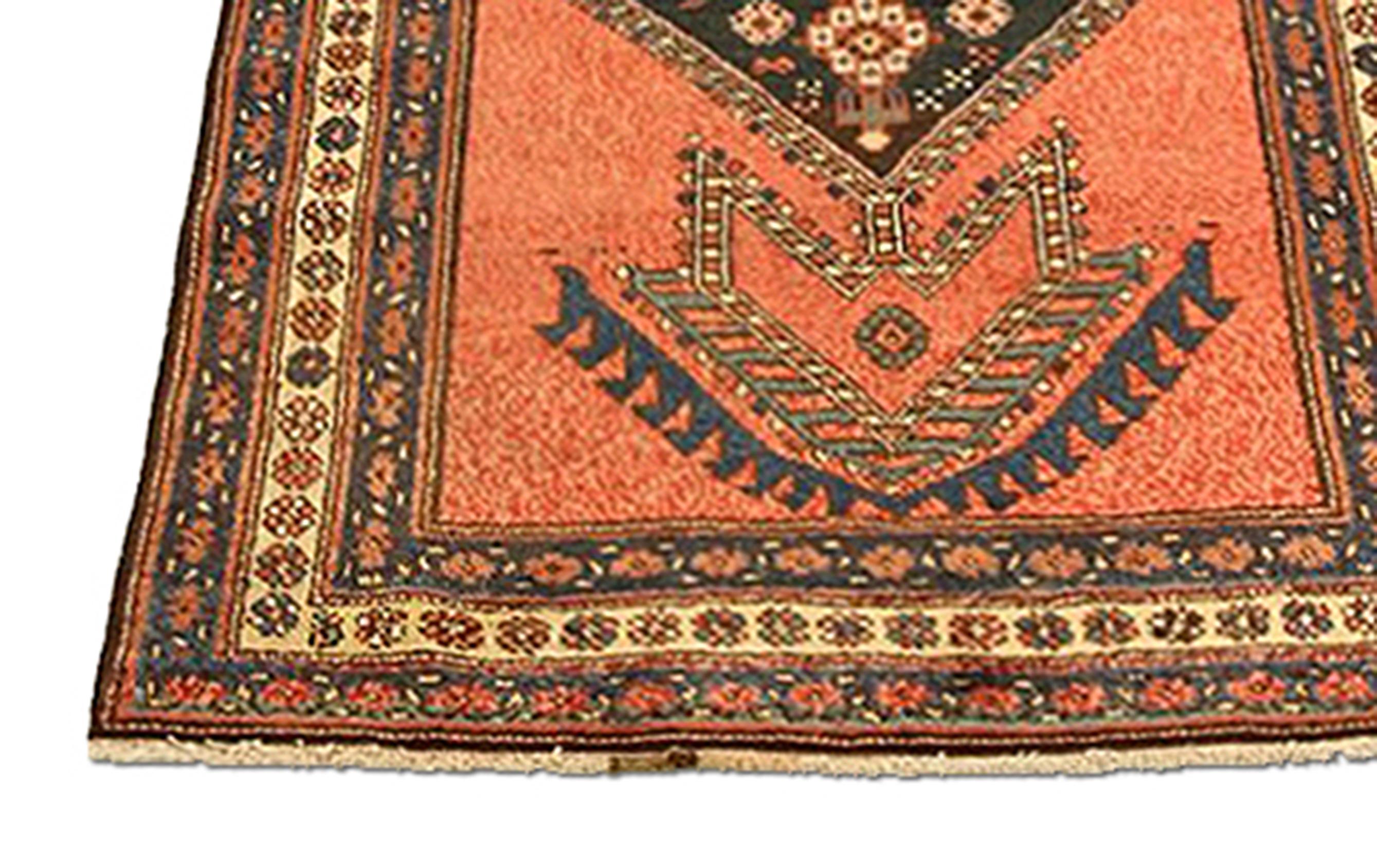 Malayer Antique Persian Bijar Runner Rug with Diamond Floral Medallions For Sale