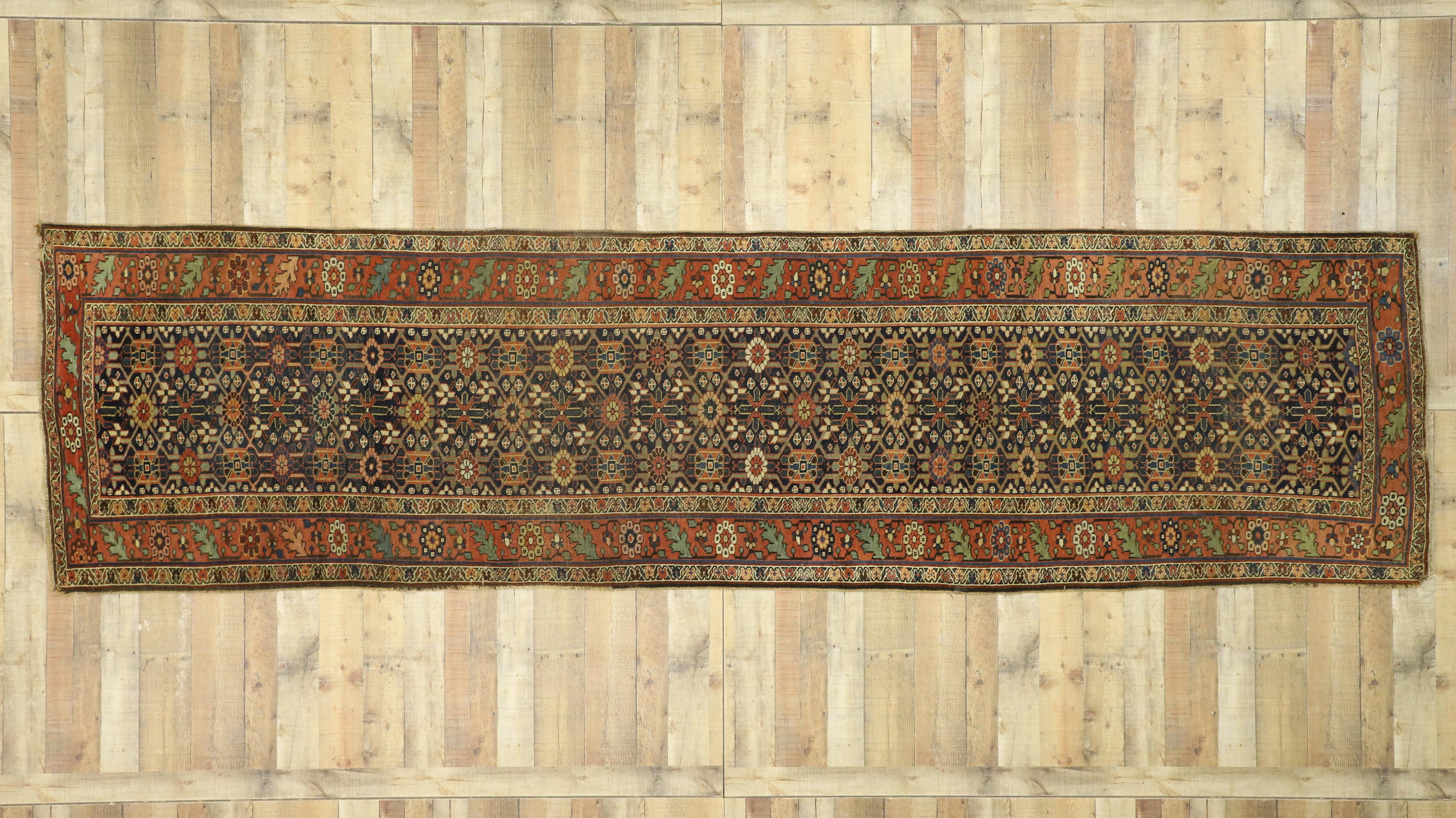 Antique Persian Bijar Runner with Traditional Modern Style For Sale 3