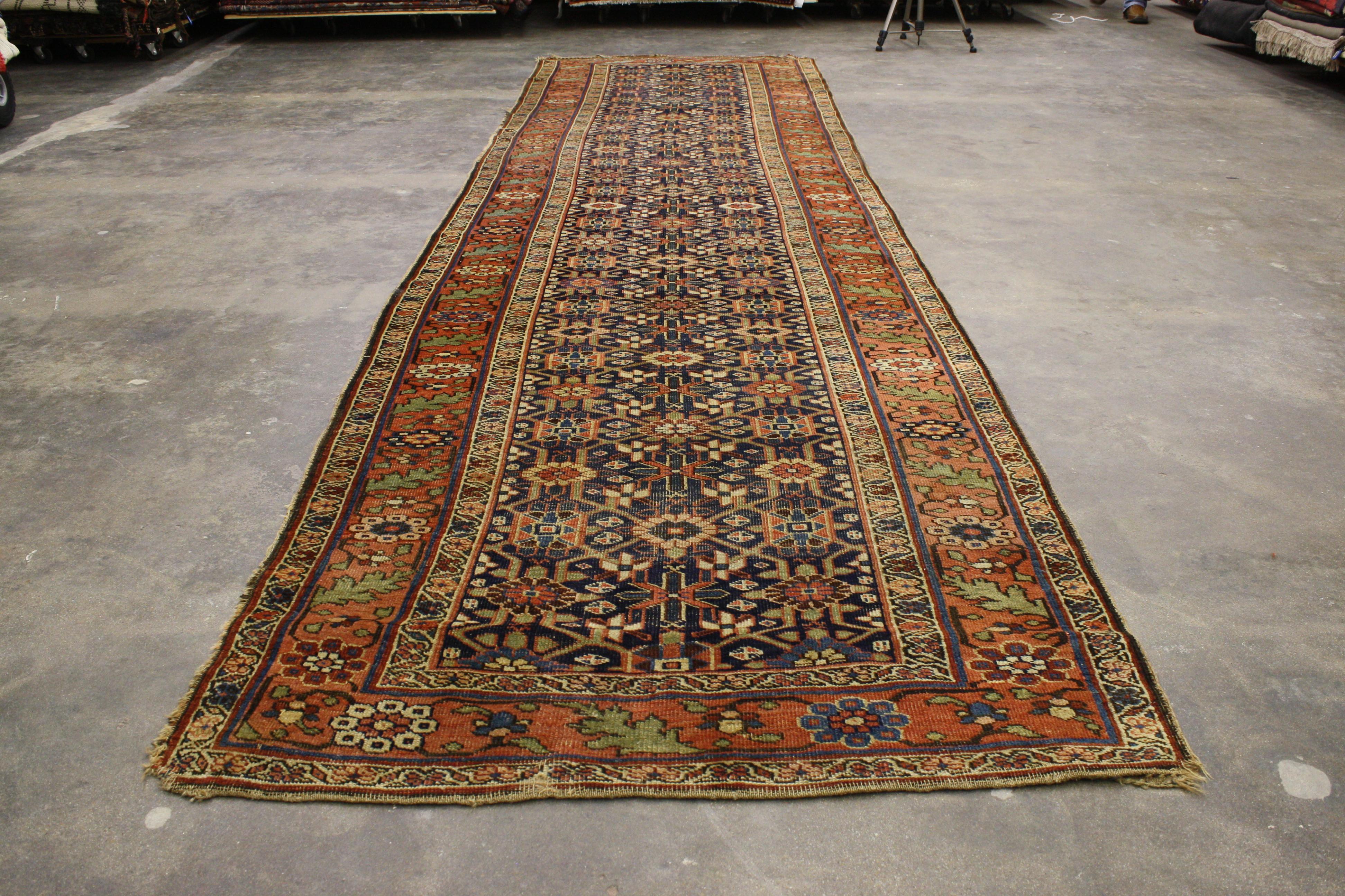 Antique Persian Bijar Runner with Traditional Modern Style For Sale 5