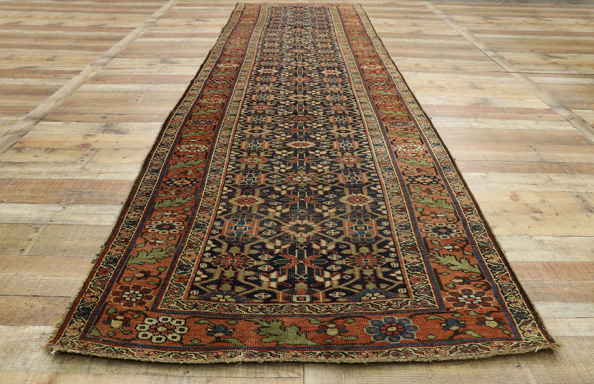 Antique Persian Bijar Runner with Traditional Modern Style For Sale 2