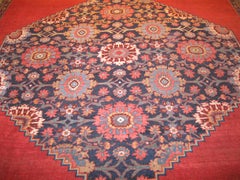 Antique Persian Bijar Wool 13X20 Salmon, Ivory & Navy Handmade Area Rug