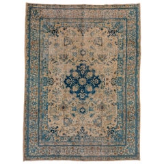 Antique Persian Blue Tabriz Carpet