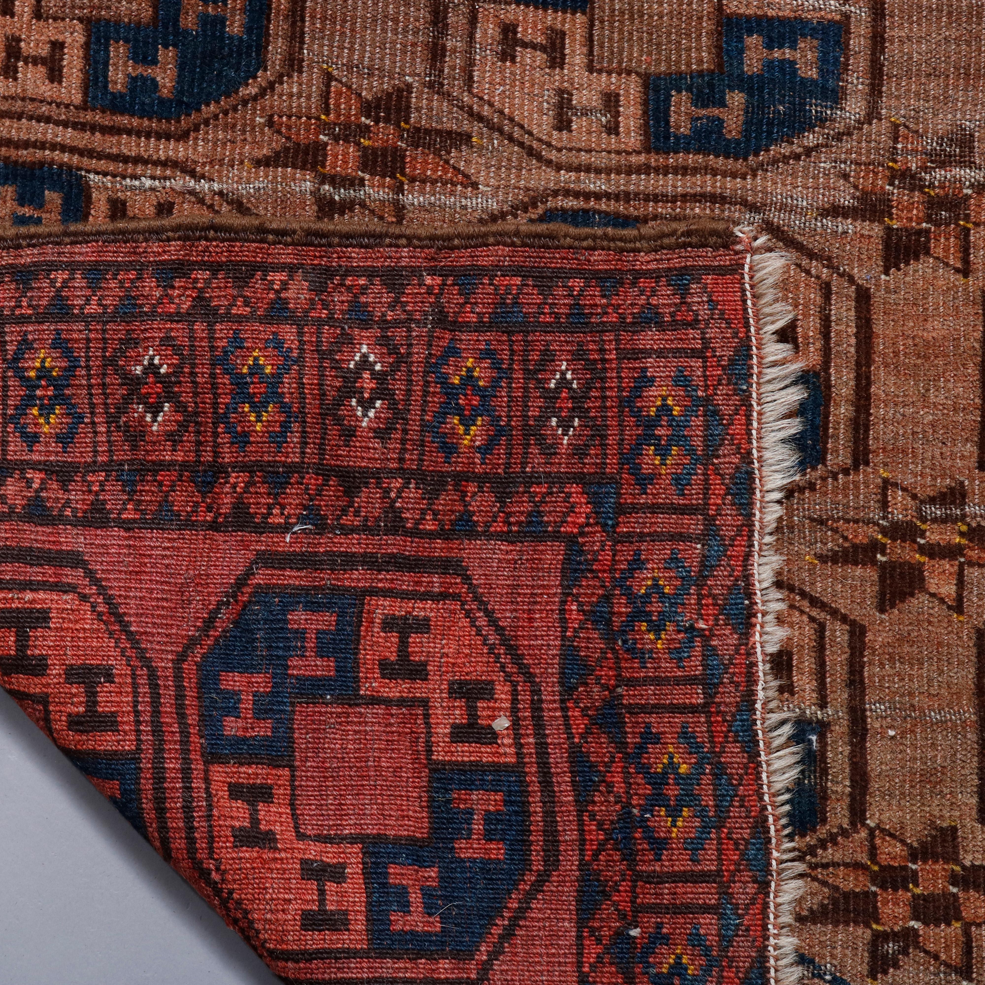 Antique Persian Bokhara Hand Knotted Nomadic Tribal Rug, circa 1920 5