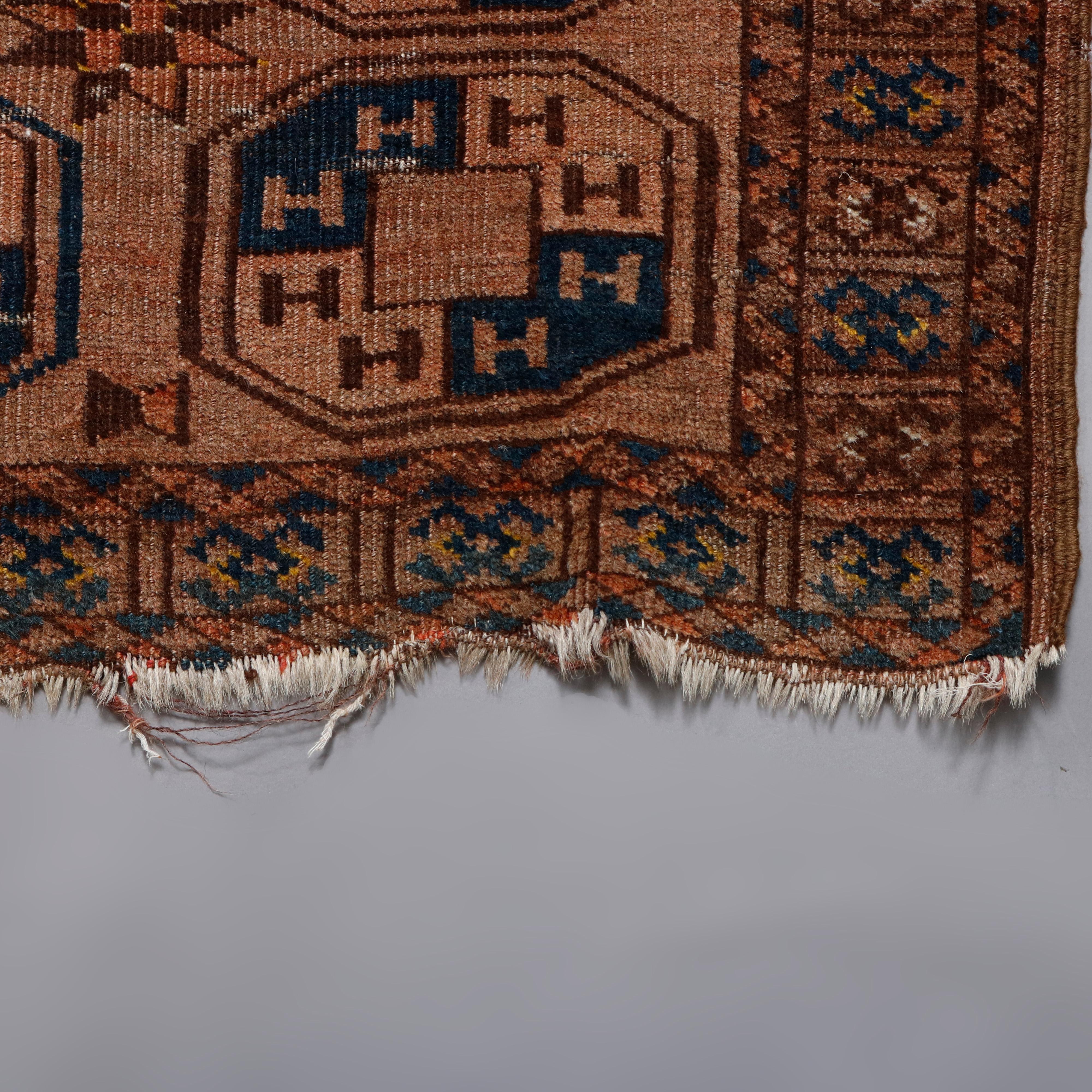 Antique Persian Bokhara Hand Knotted Nomadic Tribal Rug, circa 1920 In Good Condition In Big Flats, NY