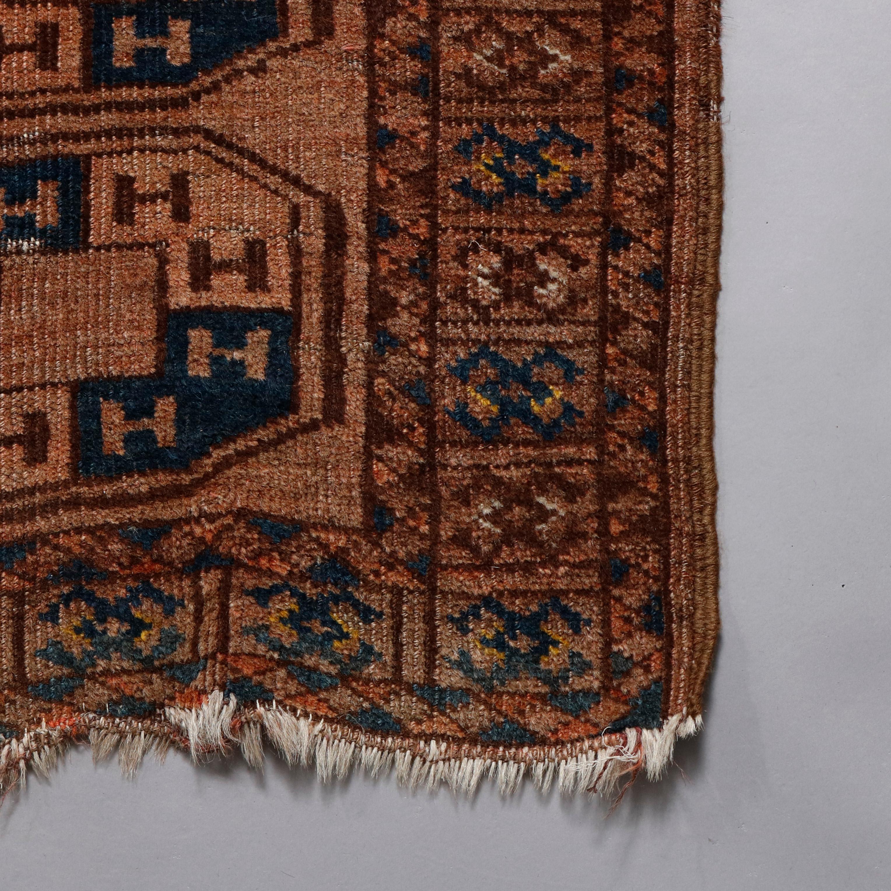 20th Century Antique Persian Bokhara Hand Knotted Nomadic Tribal Rug, circa 1920