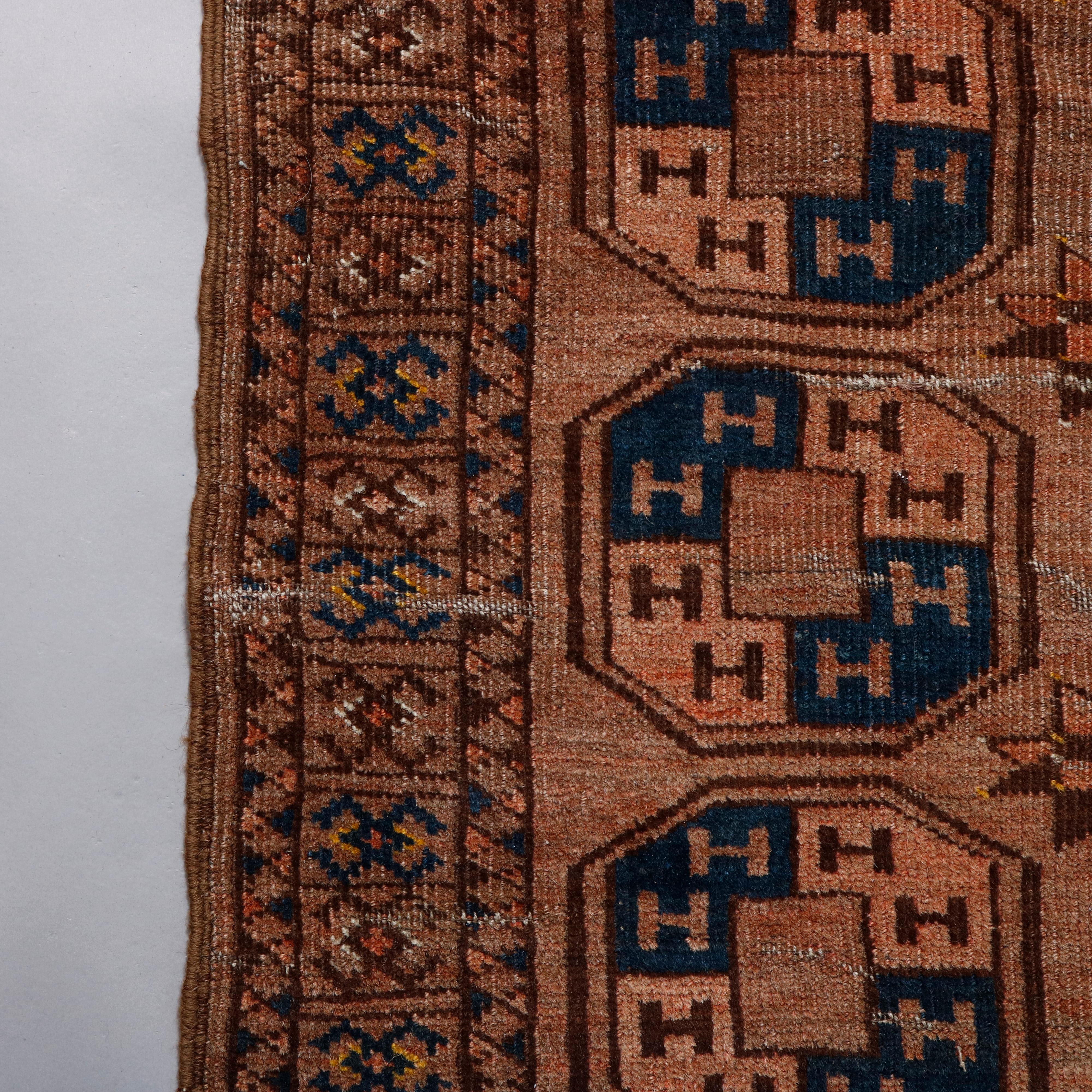 Antique Persian Bokhara Hand Knotted Nomadic Tribal Rug, circa 1920 1