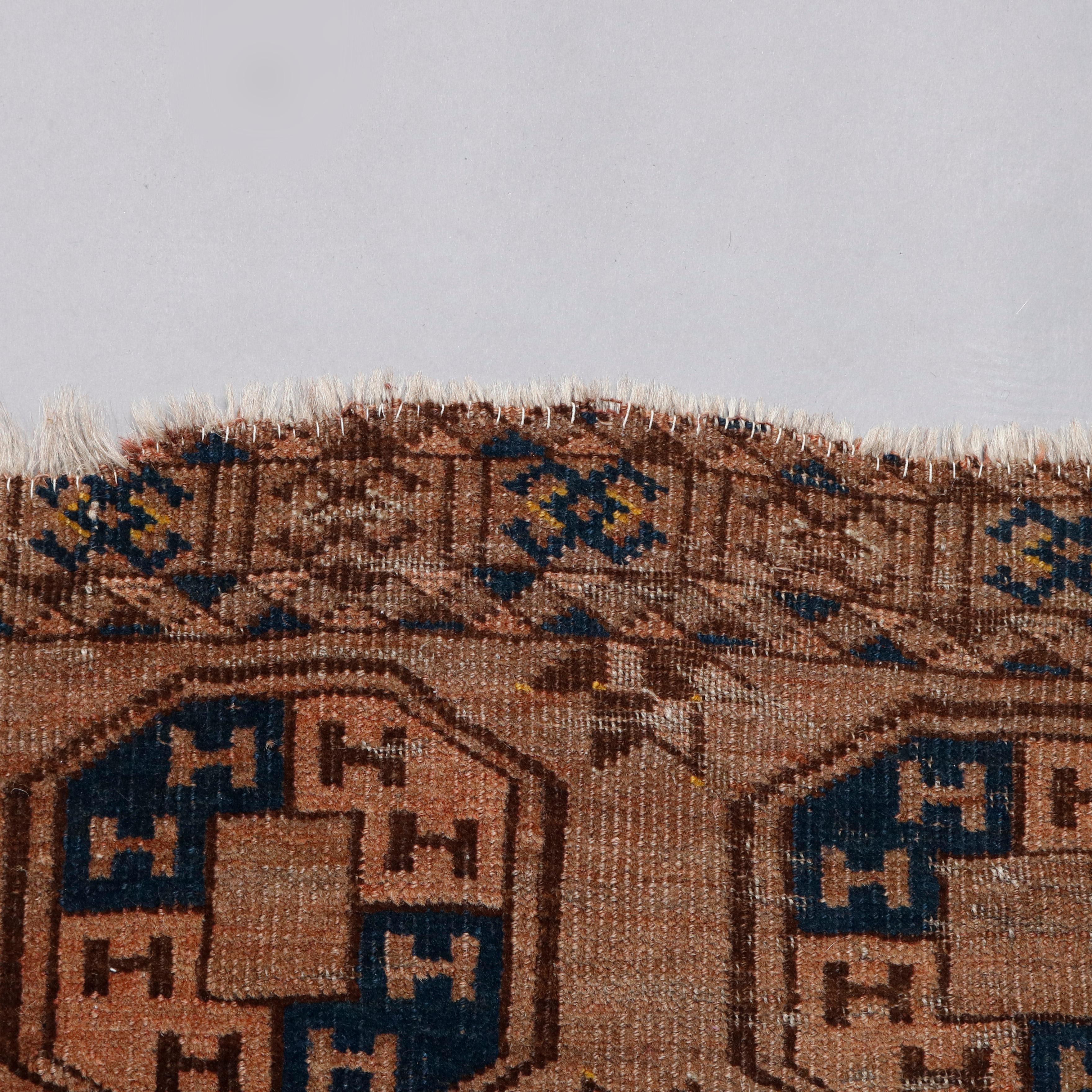 Antique Persian Bokhara Hand Knotted Nomadic Tribal Rug, circa 1920 3