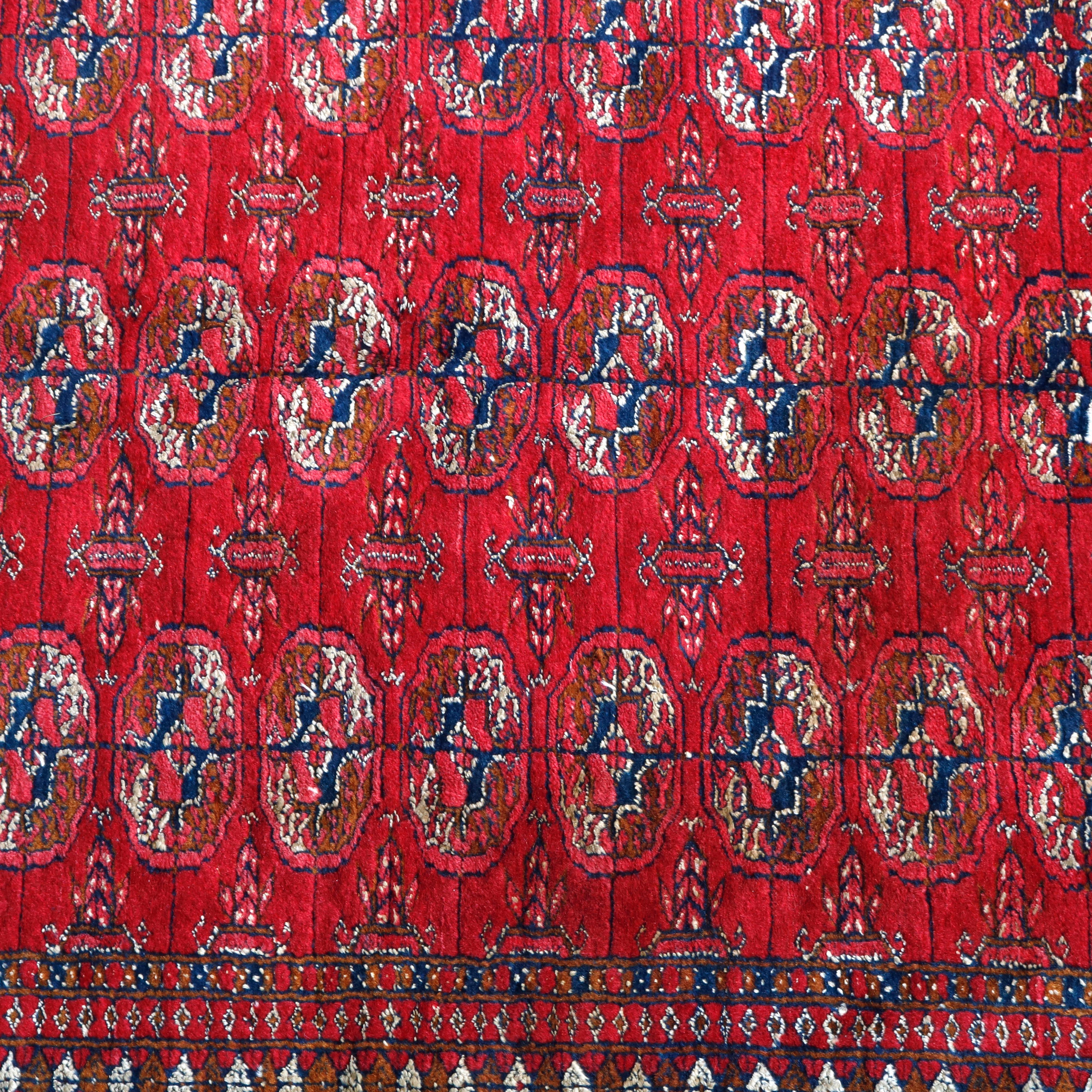 Woven Antique Persian Bokhara Nomadic Tribal Wool Oriental Rug, circa 1920