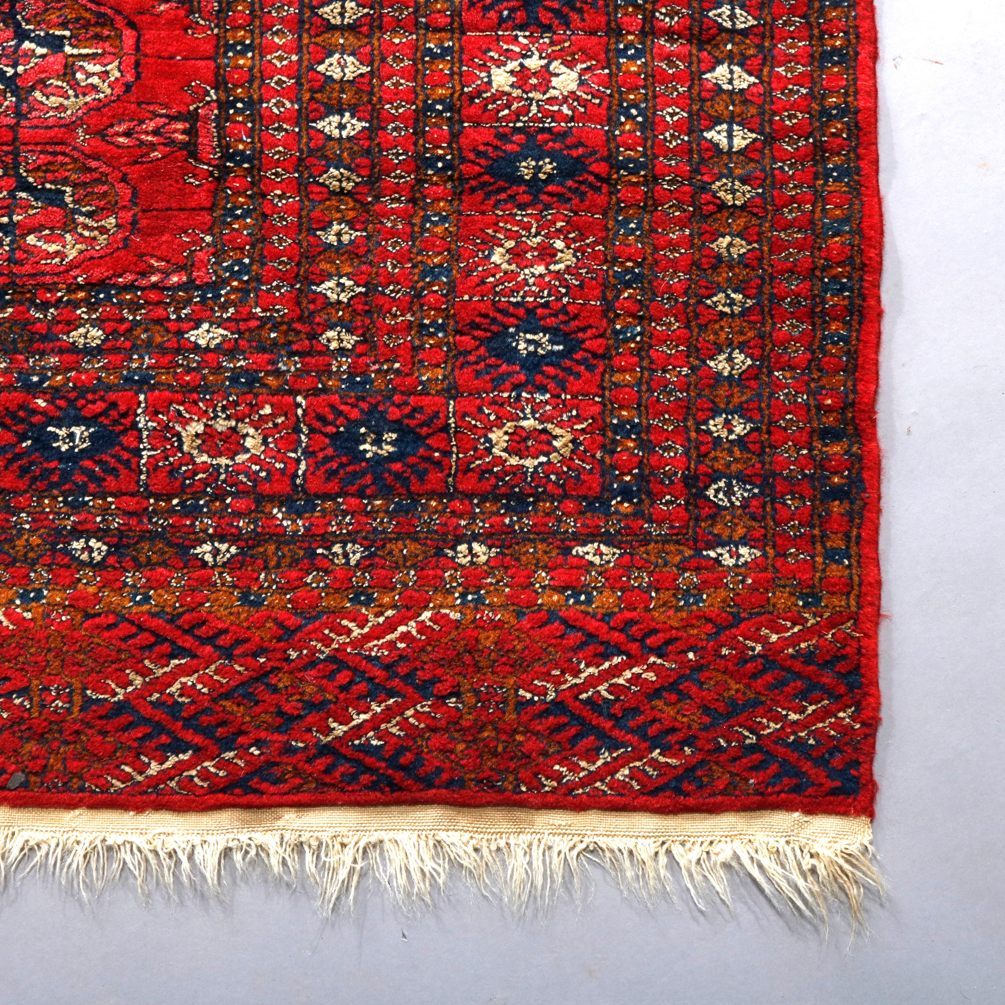 Antique Persian Bokhara Nomadic Tribal Wool Oriental Rug, circa 1920 3