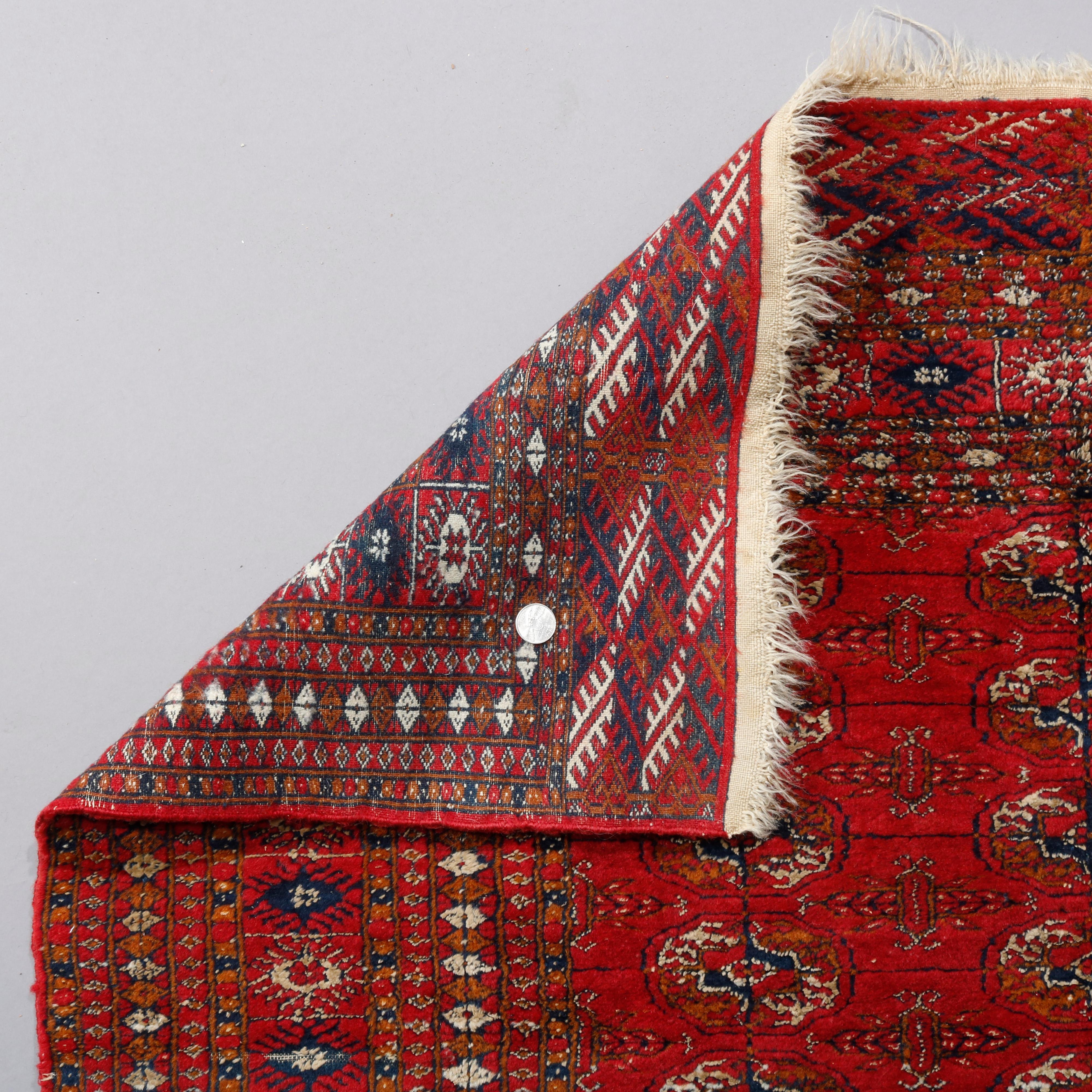 Antique Persian Bokhara Nomadic Tribal Wool Oriental Rug, circa 1920 4