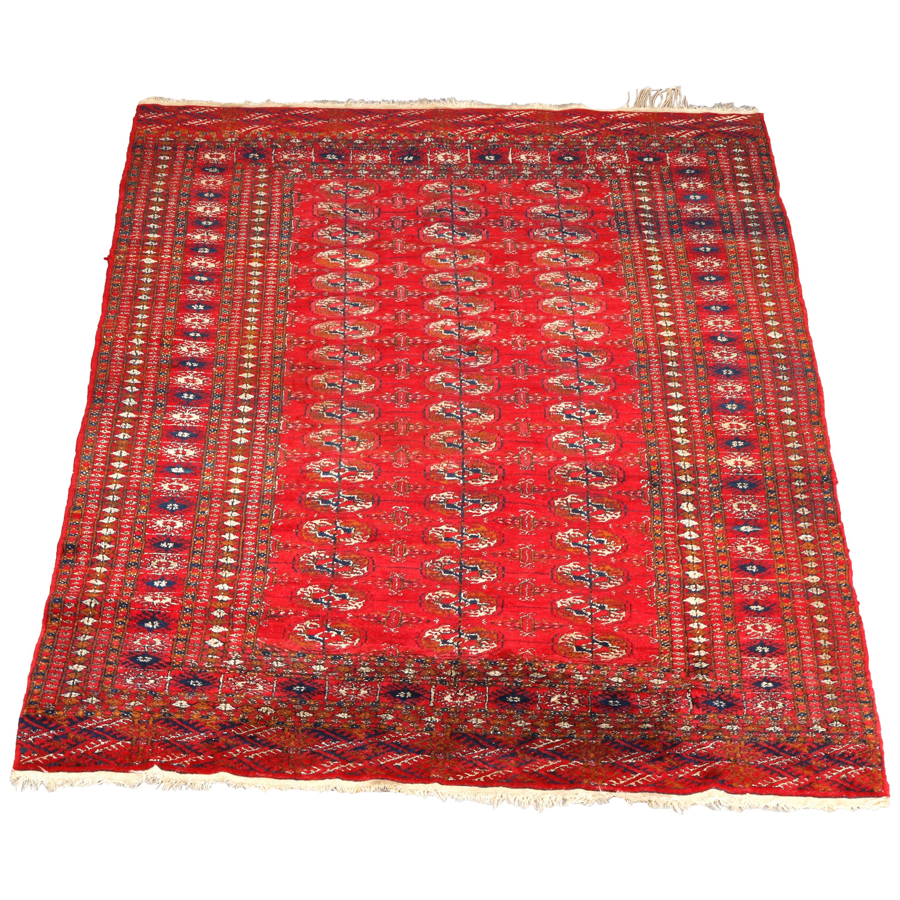Antique Persian Bokhara Nomadic Tribal Wool Oriental Rug, circa 1920