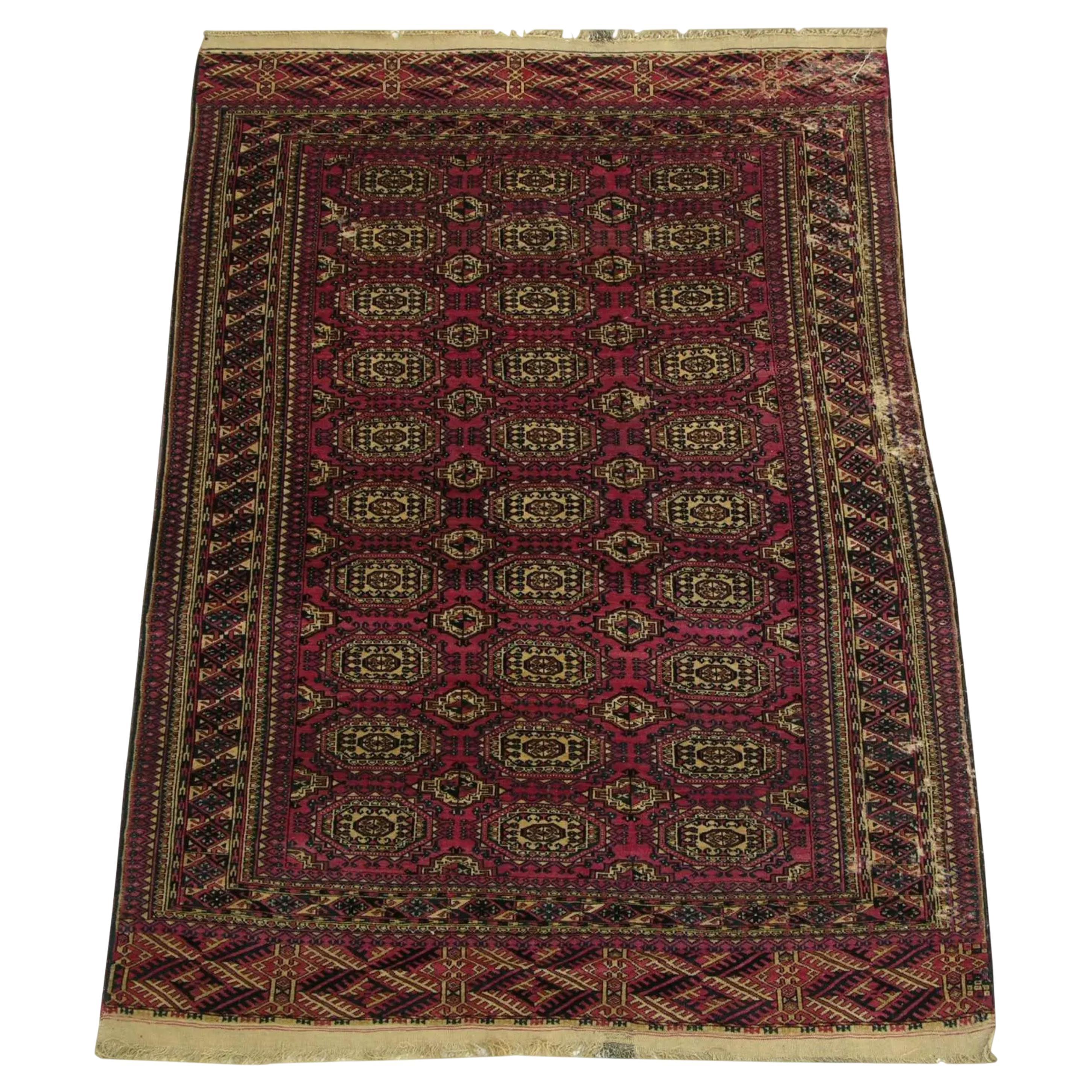 Ancien tapis persan Bokhara en laine - 7'2'' X 4'10'' en vente