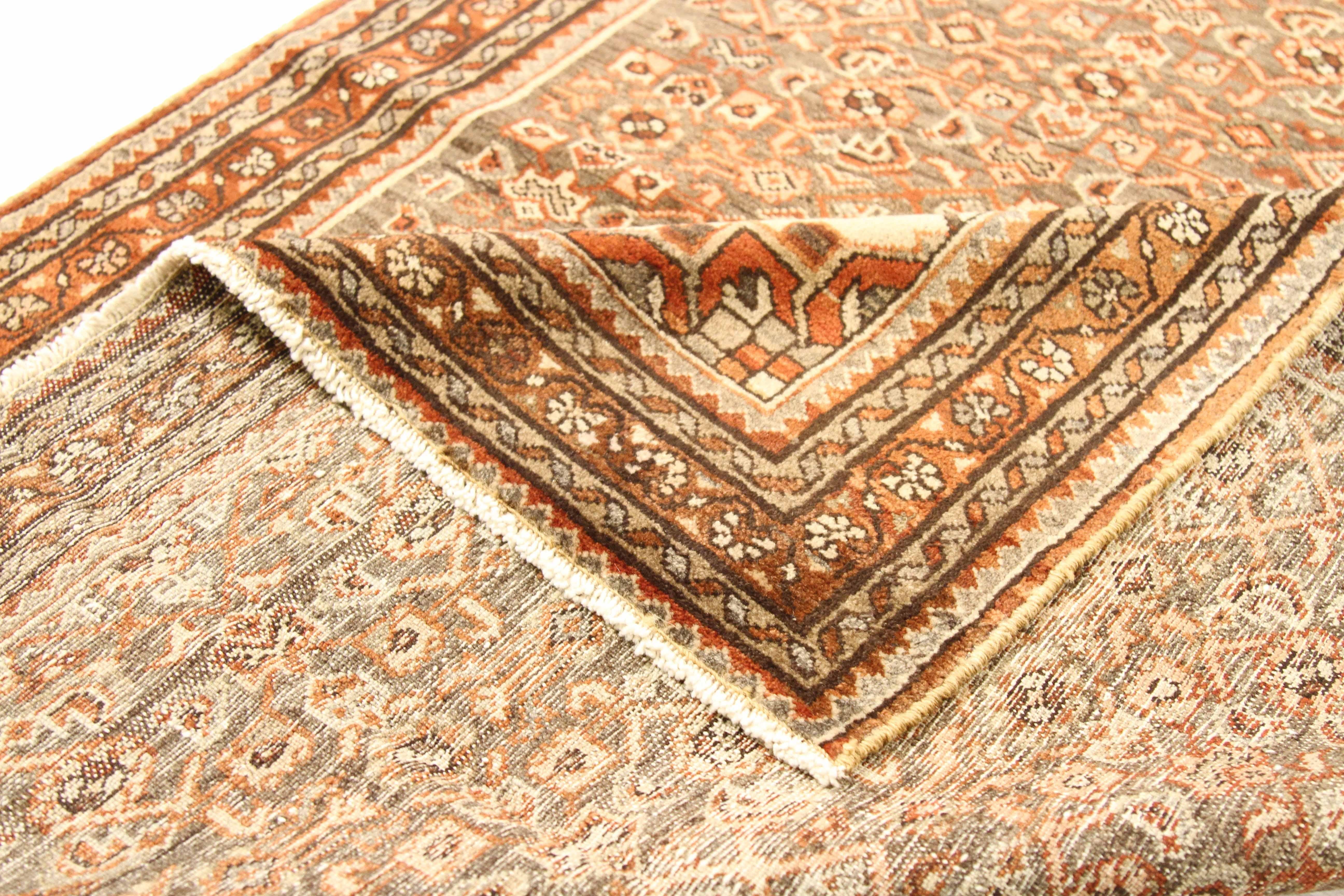 Other Antique Persian Borchalo Rug with Brown & White Diamond Central Medallion For Sale