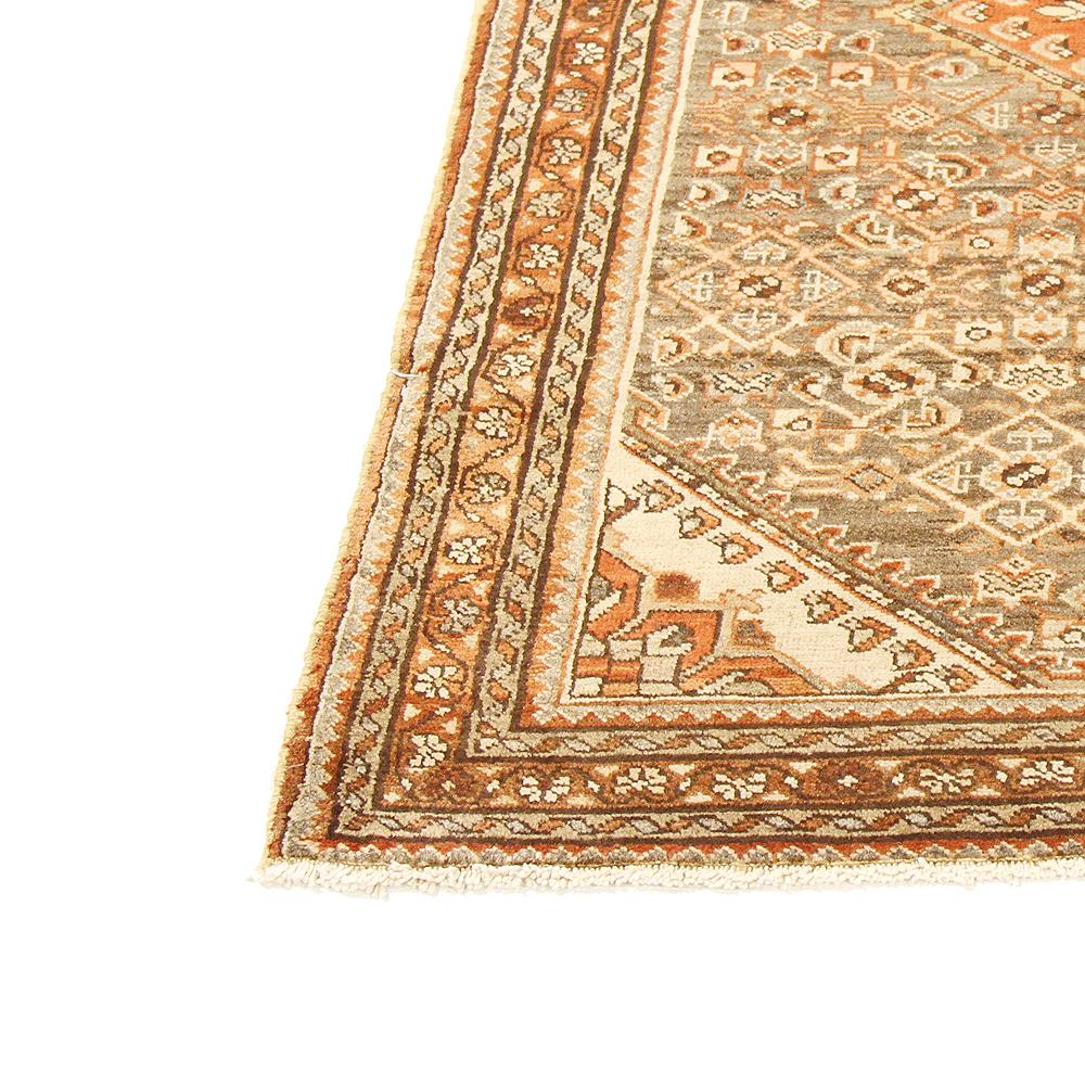 Hand-Woven Antique Persian Borchalo Rug with Brown & White Diamond Central Medallion For Sale