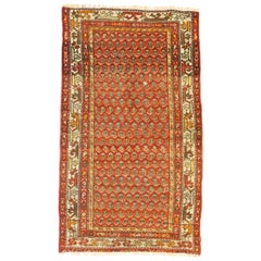 Antique Persian Boteh Hamadan Accent Rug with Tudor House Manor Style