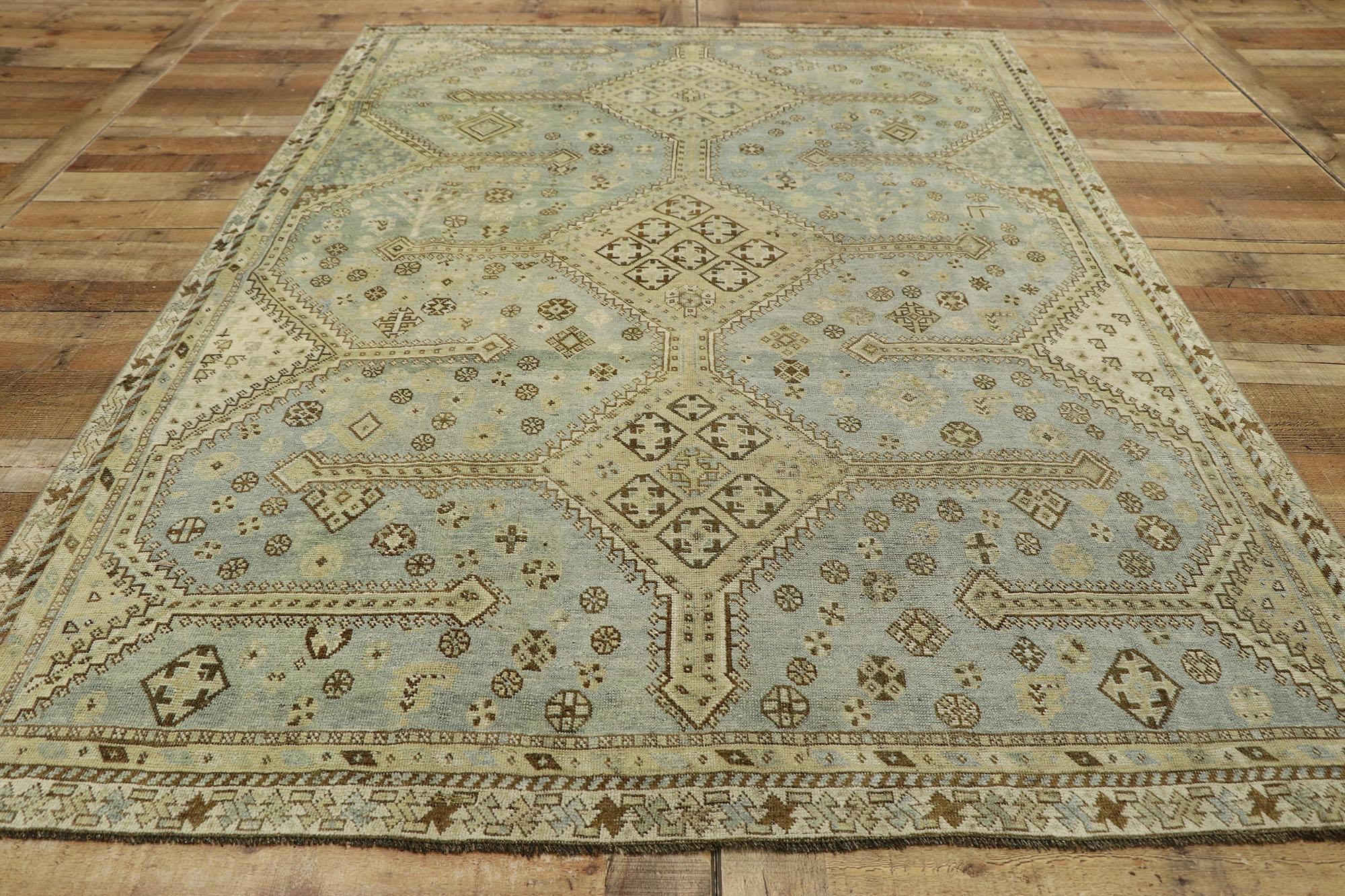 Antique Persian Branched Pole Medallion Shiraz Rug For Sale 1