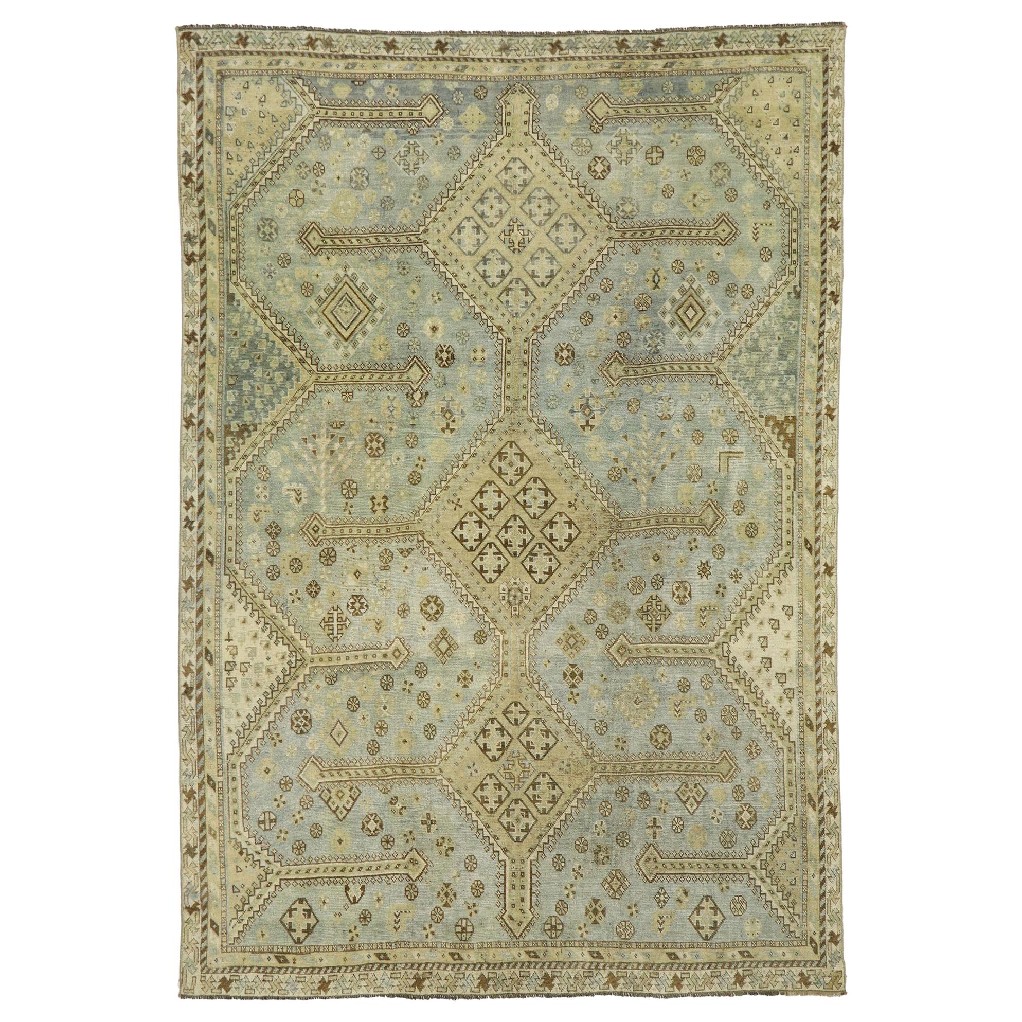 Antique Persian Branched Pole Medallion Shiraz Rug For Sale