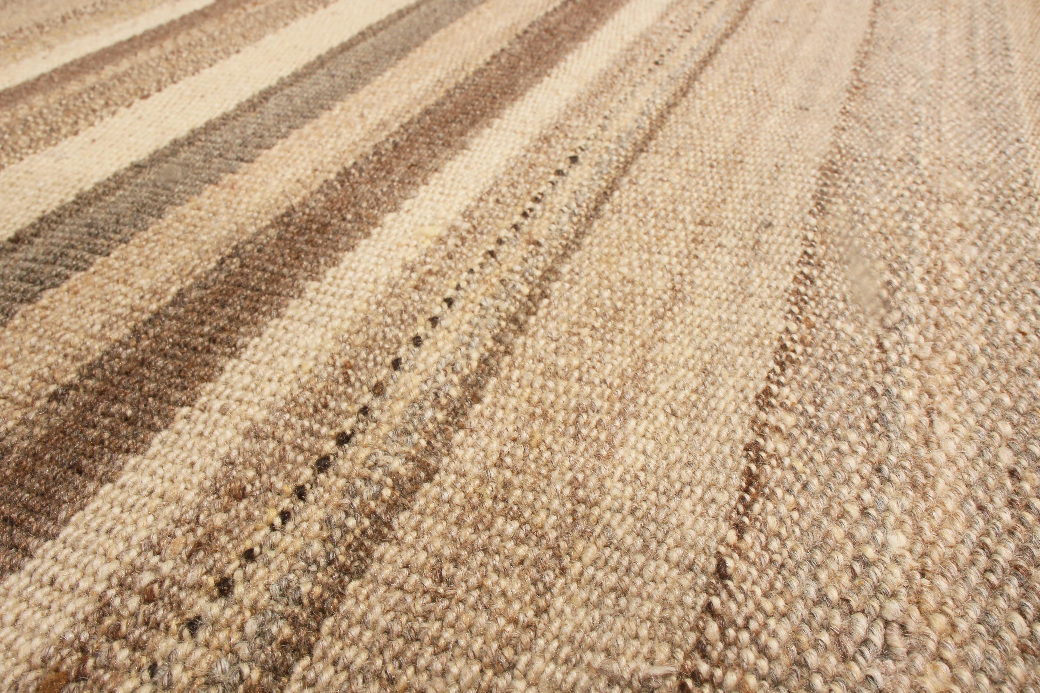 Antique Persian Brown and Beige Wool Kilim Runner In Good Condition In Long Island City, NY