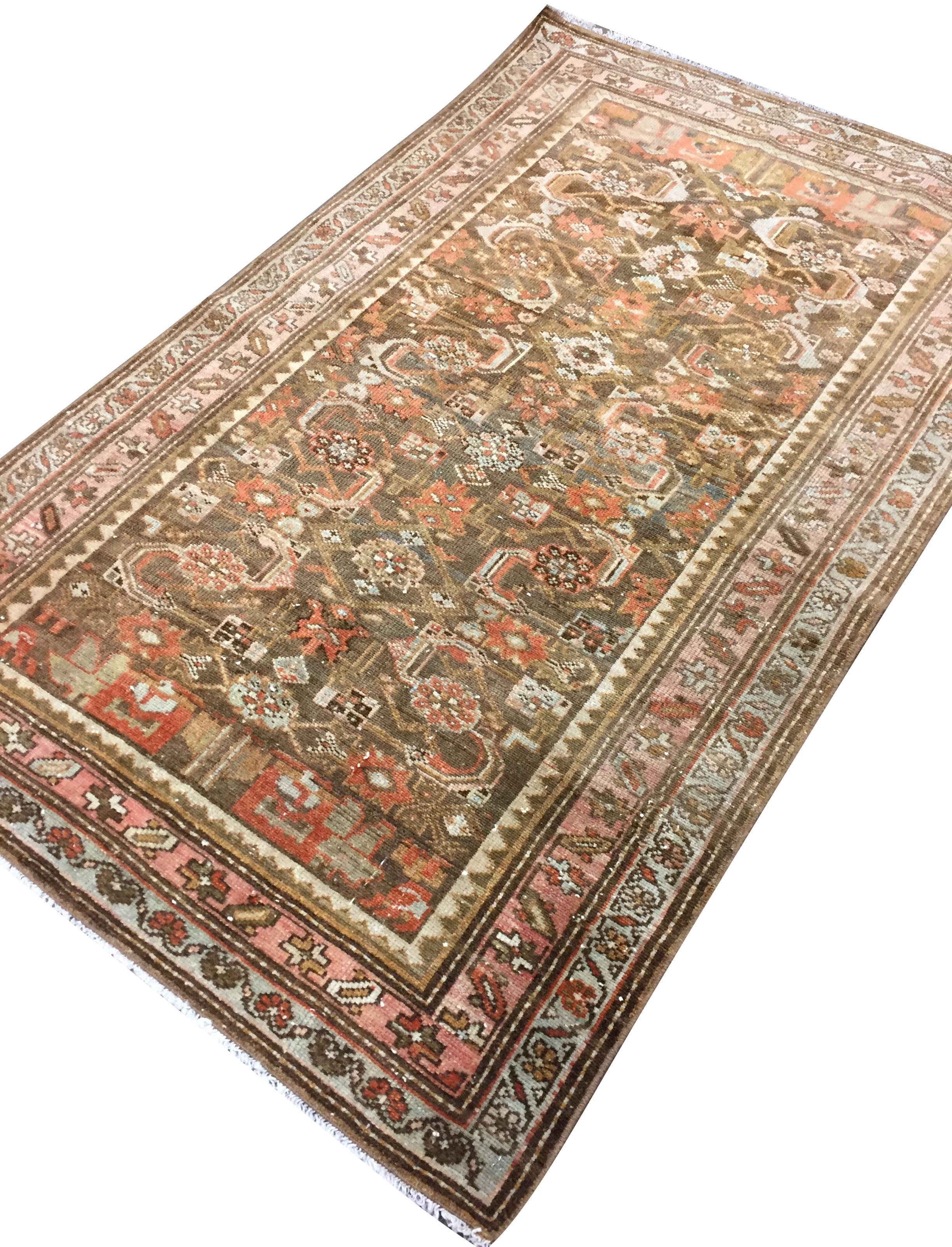 Antiguo Circa 1900 Persa Naranja Quemado Malayer Lana Alfombra Anudada a Mano  3'3 x 4'9 en venta 5