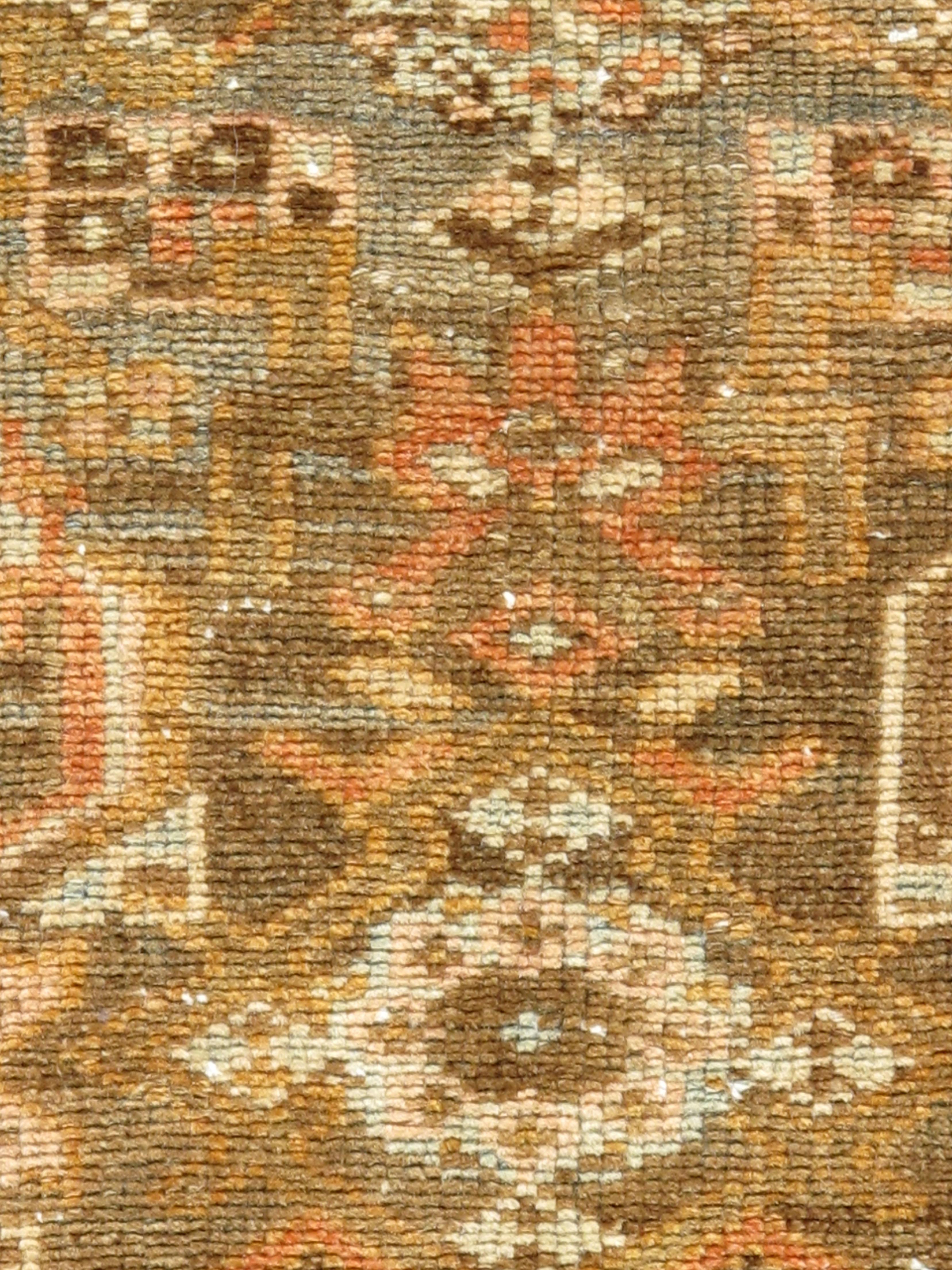 Antiguo Circa 1900 Persa Naranja Quemado Malayer Lana Alfombra Anudada a Mano  3'3 x 4'9 Tejido a mano en venta