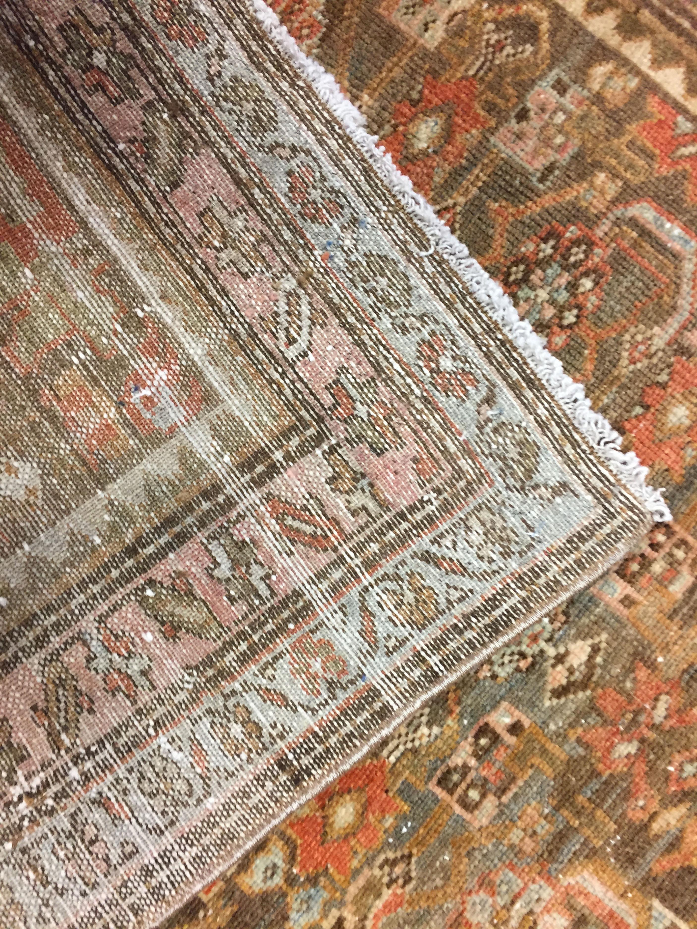 Antiguo Circa 1900 Persa Naranja Quemado Malayer Lana Alfombra Anudada a Mano  3'3 x 4'9 en venta 2