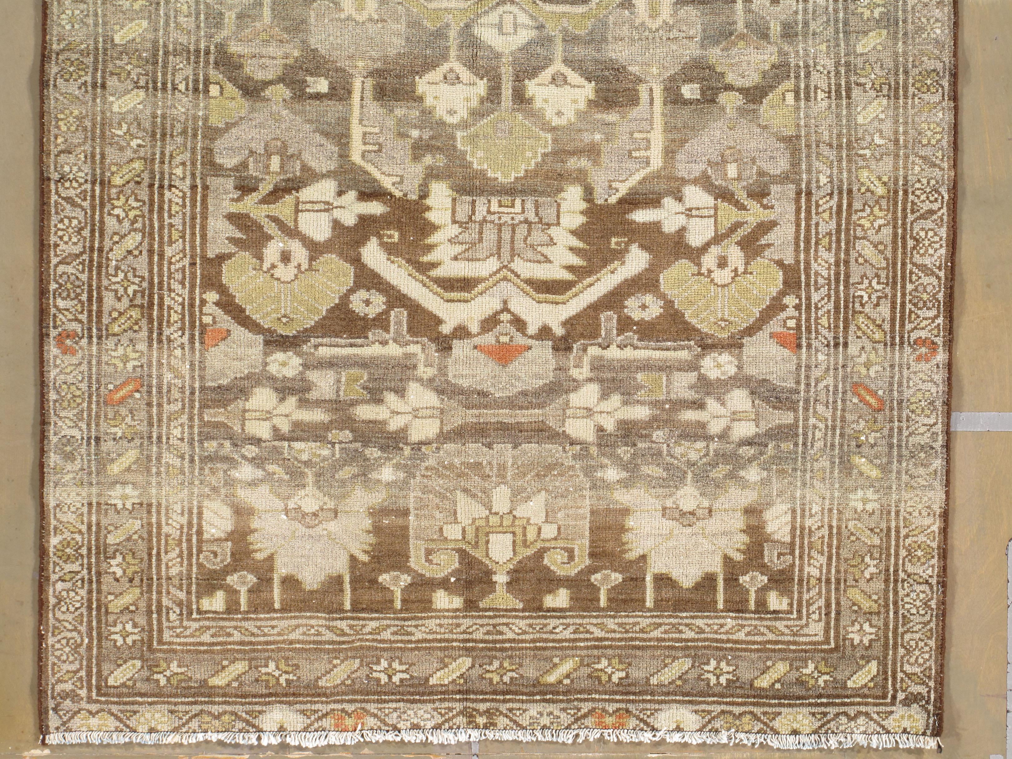 Antiguo Circa 1900 Persa Naranja Quemado Malayer Lana Alfombra Anudada a Mano  3'3 x 4'9 en venta 3