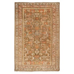 Antique Circa 1900 Persian Burnt Orange Malayer Wool Hand Knotted Rug  3'3 x 4'9
