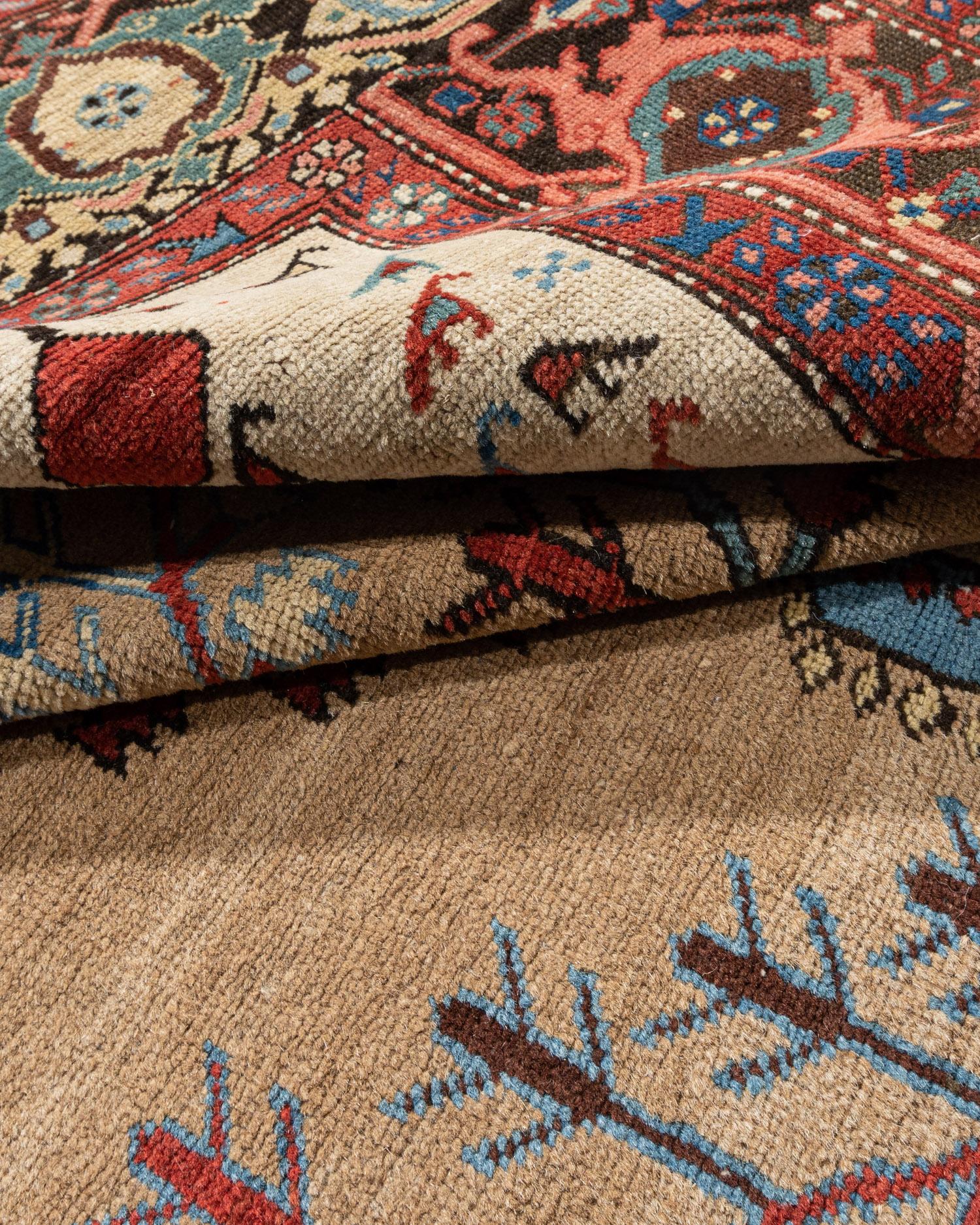 Antique Persian Camel Hair Bakshaish Area Rug 4'6 x 6'6 In Good Condition For Sale In New York, NY
