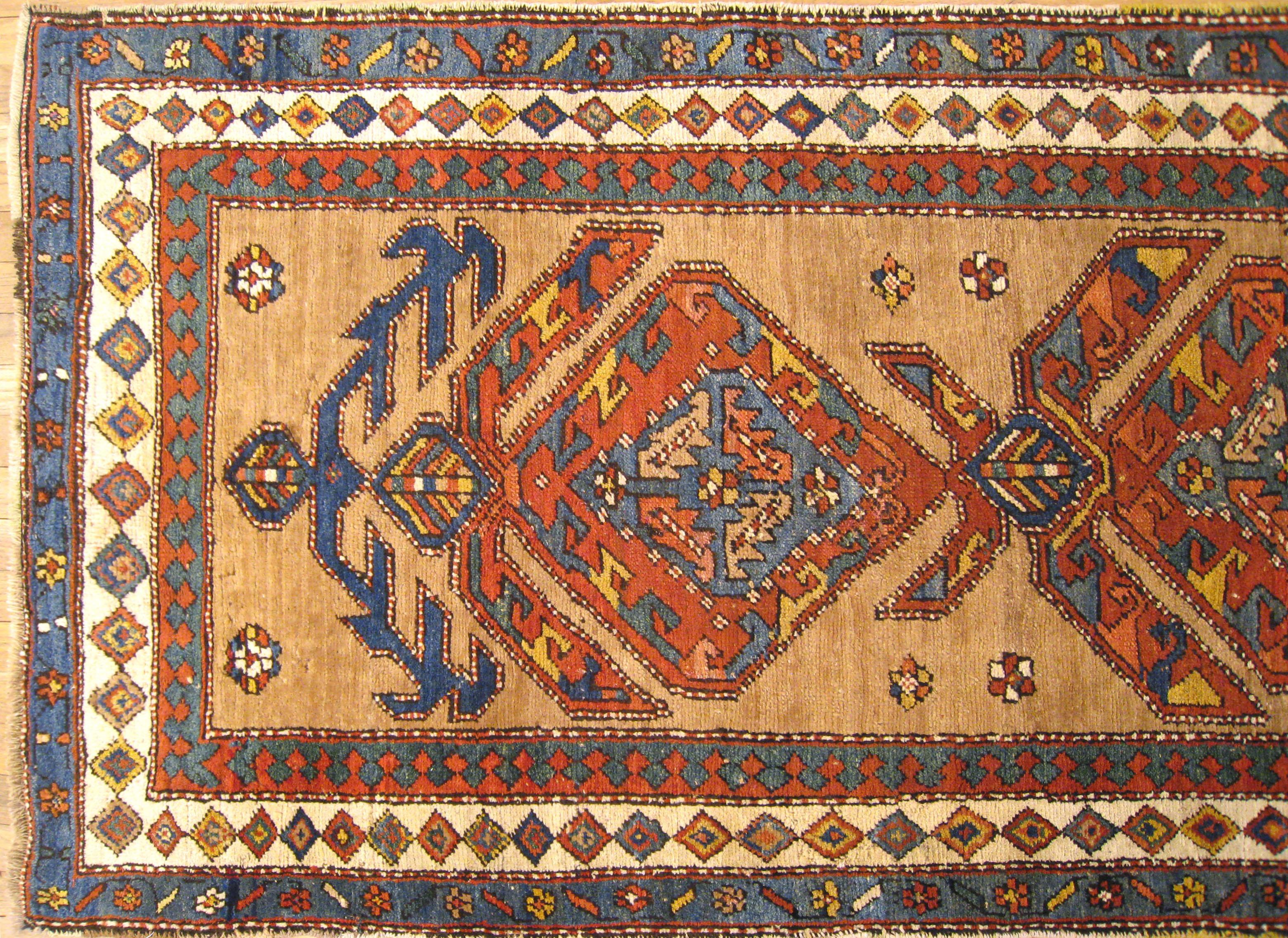 Asian Antique Persian Camel Hair Serab Oriental Rug, in Small Runner Size, circa 1900 For Sale