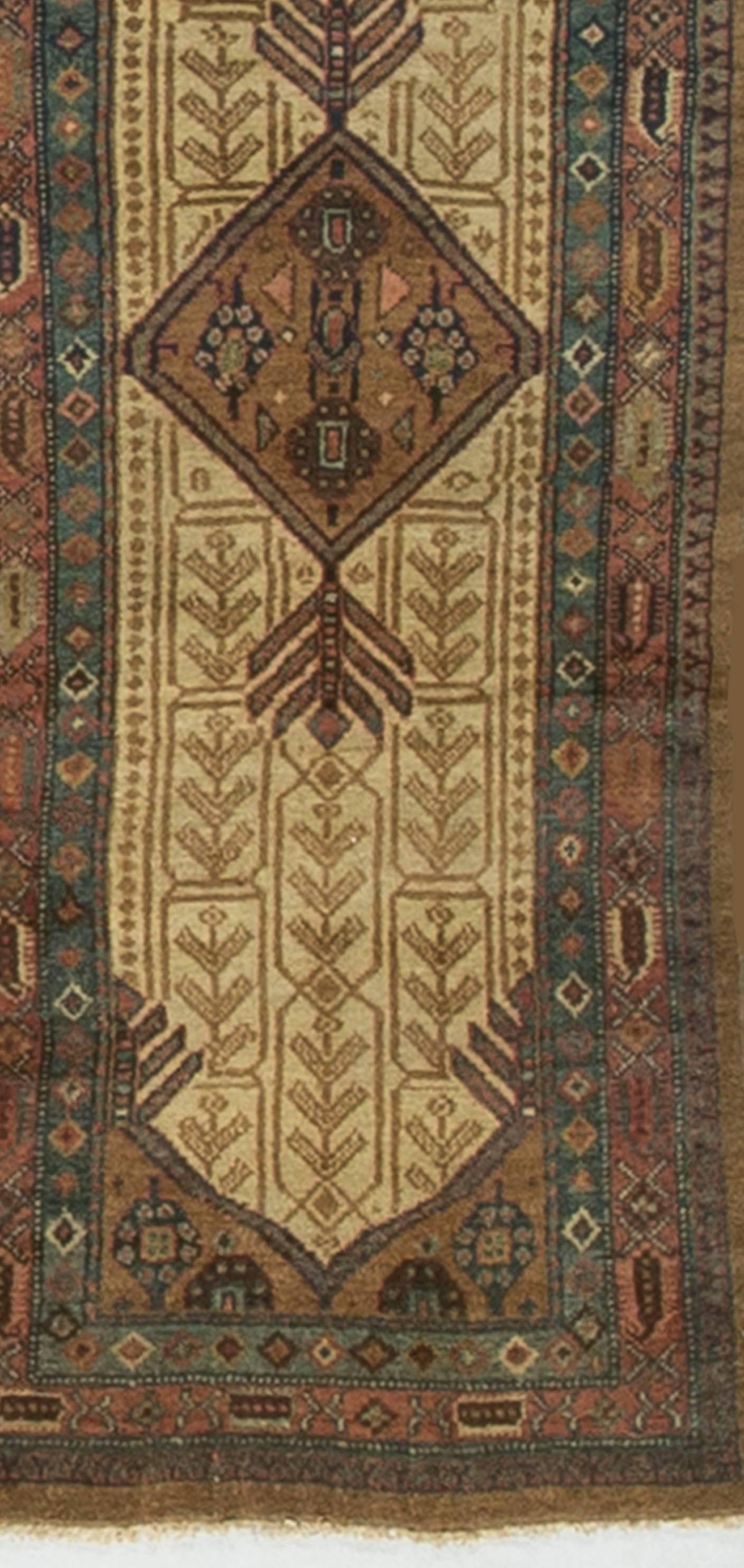 Hand-Woven Antique Persian Camel Hair Serab Runner, circa 1900 2'10 x 12'8.    For Sale
