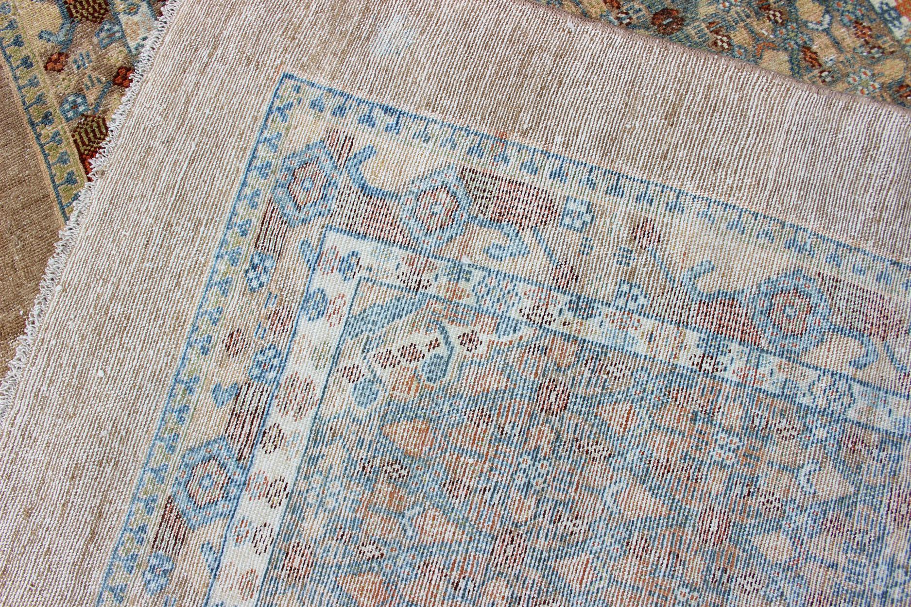 Antique Persian Camel Hair Serab Runner with Geometric Design in Light Colors For Sale 7