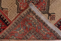 Antique Persian Camel Hamadan Long Runner, Red Borders, Circa 1920s