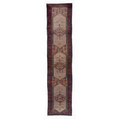 Antique Persian Camel Hamadan Wide Runner with Bold Colors, Circa 1910s