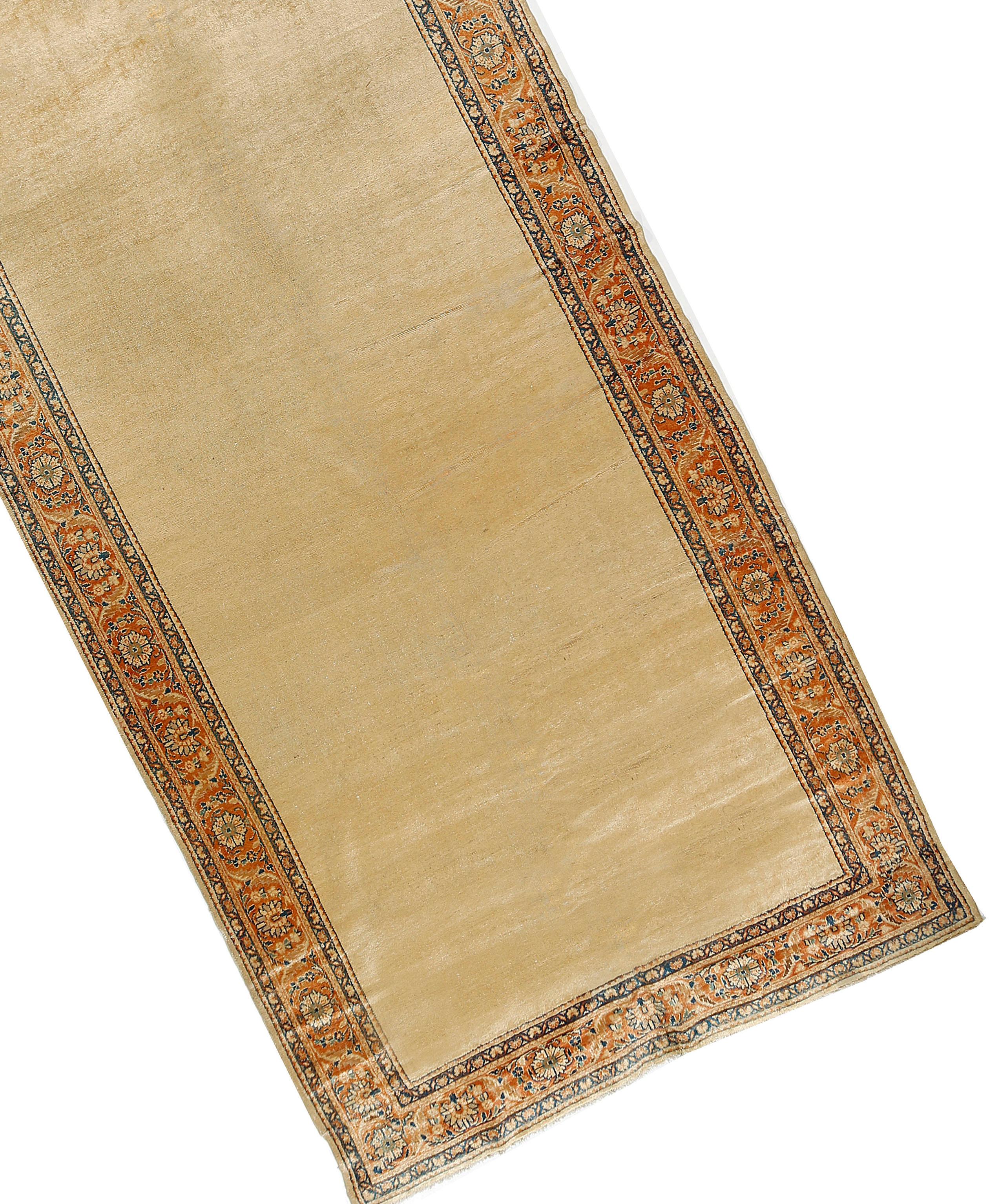 Sultanabad Antique Persian Caramel Mahal Runner Gallery Carpet, circa 1910, 6'10 x 14'8 For Sale