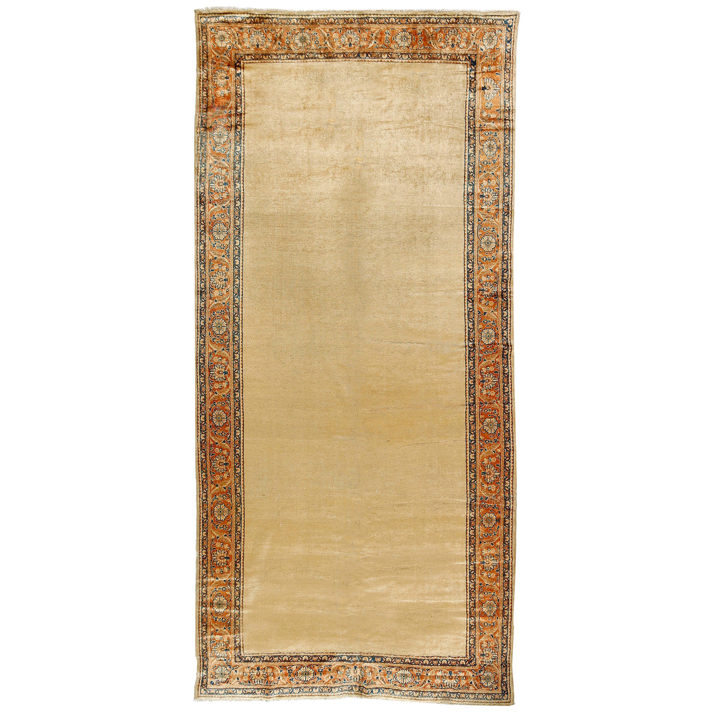 Antiker persischer Karamell-Mahal-Läufer-Galerie-Teppich:: um 1910:: 6'10 x 14'8