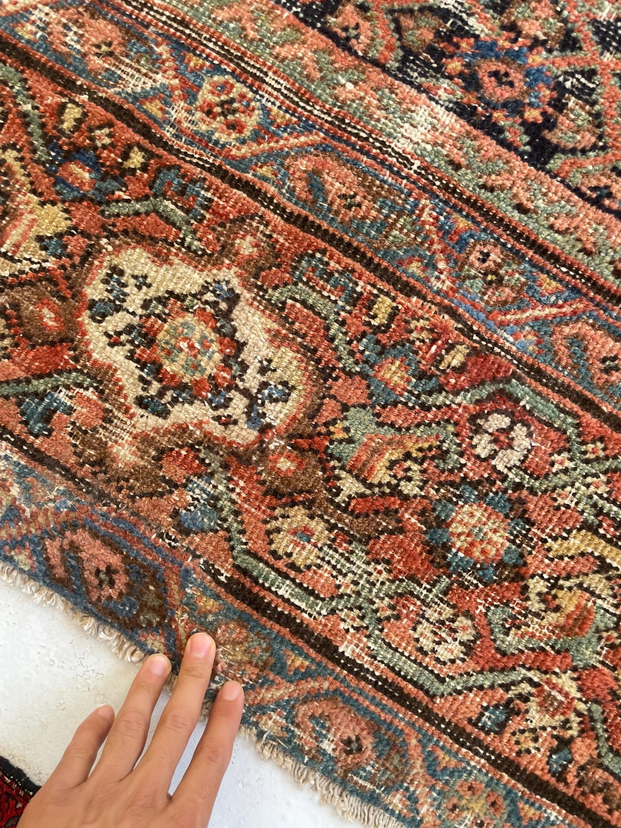 Antique Persian Carpet Rug in Deep Old-World Indigo, circa 1900-1915's For Sale 8